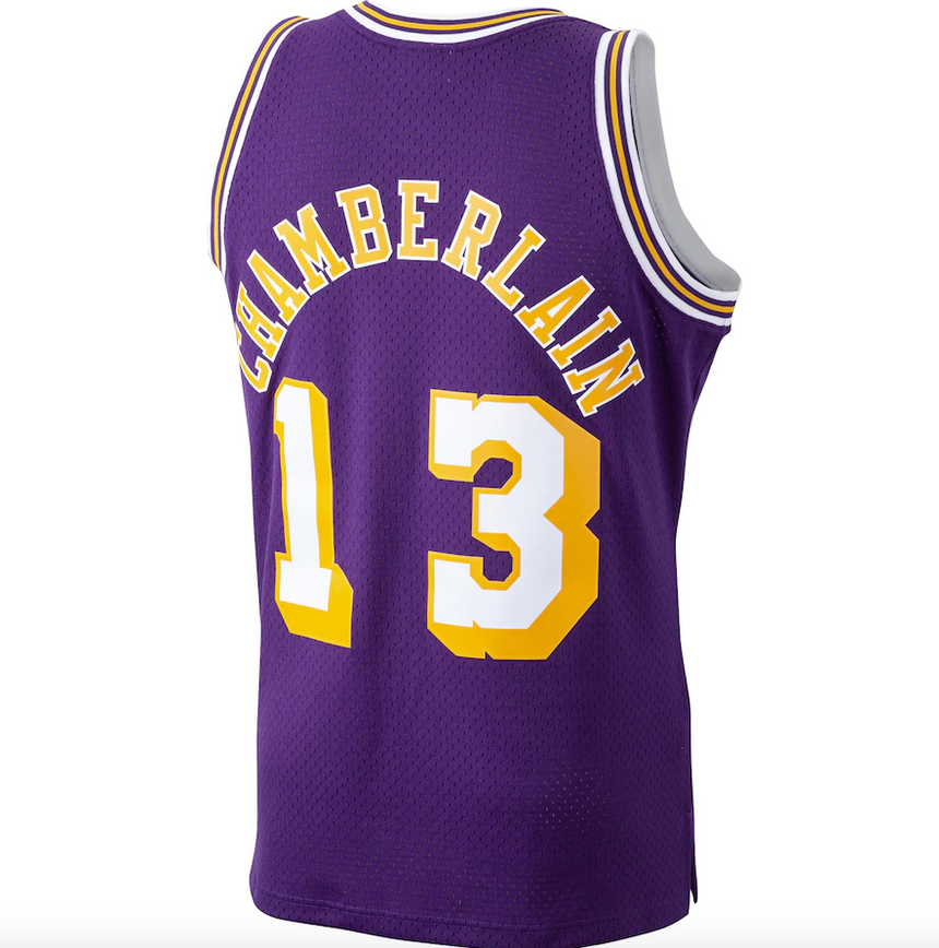 Men's Los Angeles Lakers Wilt Chamberlain Mitchell & Ness Purple 1971-72 Hardwood Classics Swingman Player Jersey - vstockx