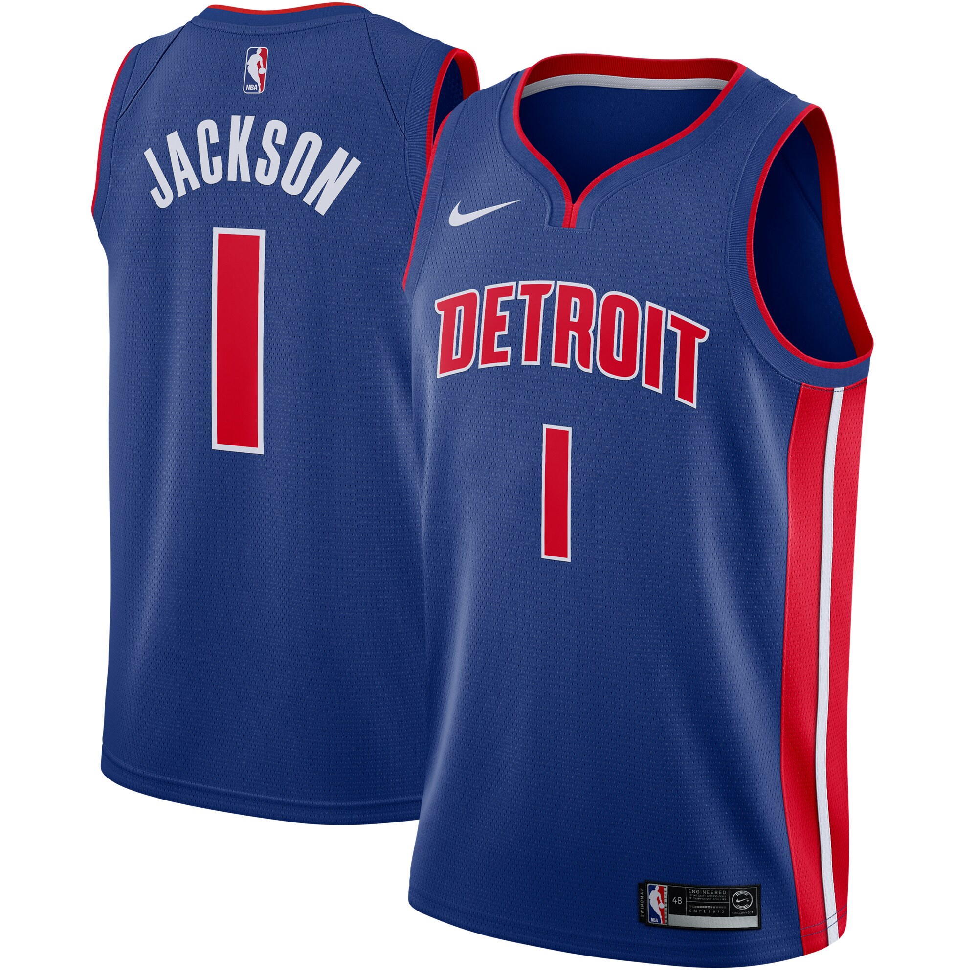 Reggie Jackson Detroit Pistons Nike Swingman Jersey Blue - Icon Edition - vstockx