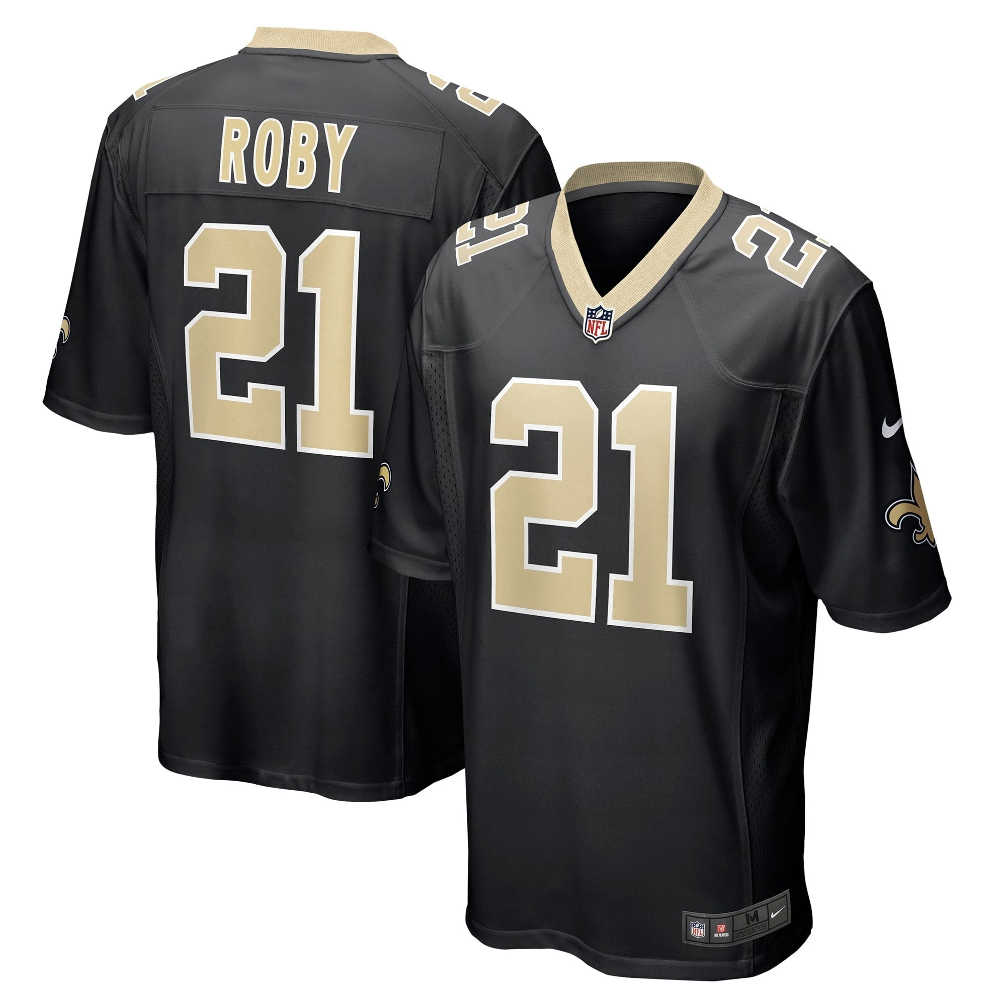 Men's Nike Bradley Roby Black New Orleans Saints Game Jersey - vstockx