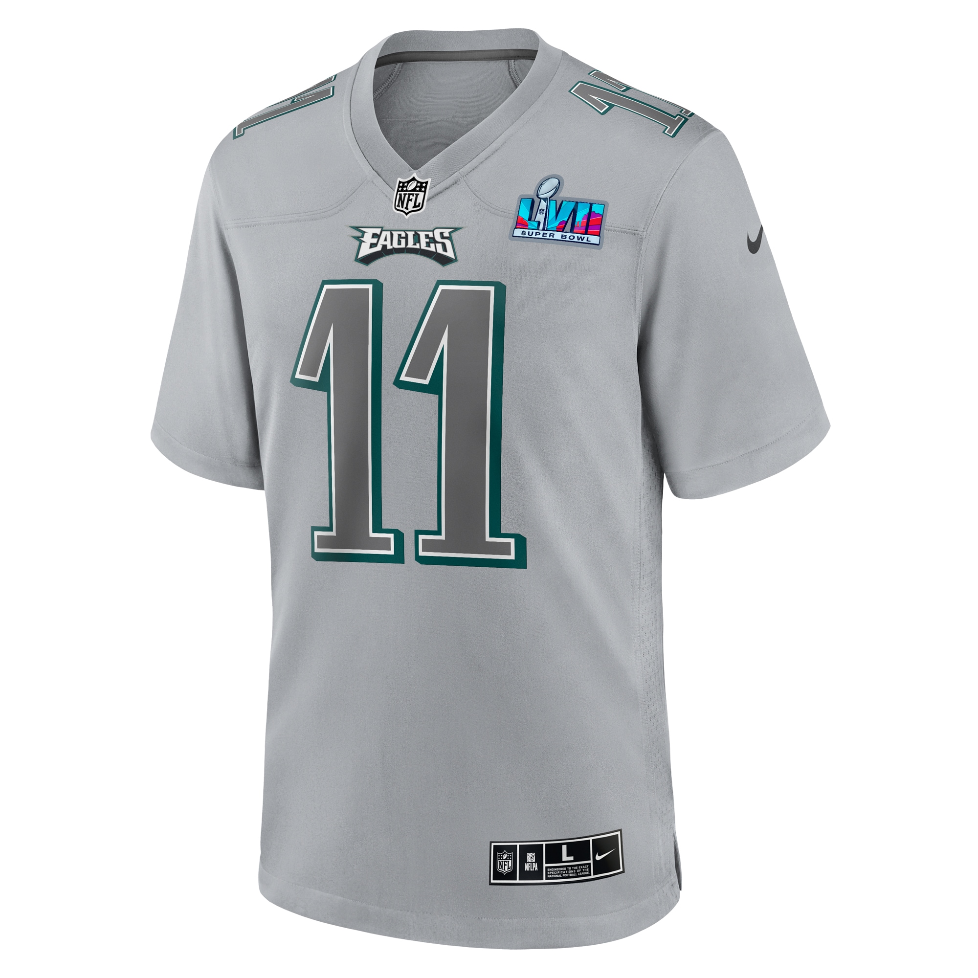 A.J. Brown Philadelphia Eagles Nike Super Bowl LVII Patch Atmosphere Fashion Game Jersey - Gray - vstockx