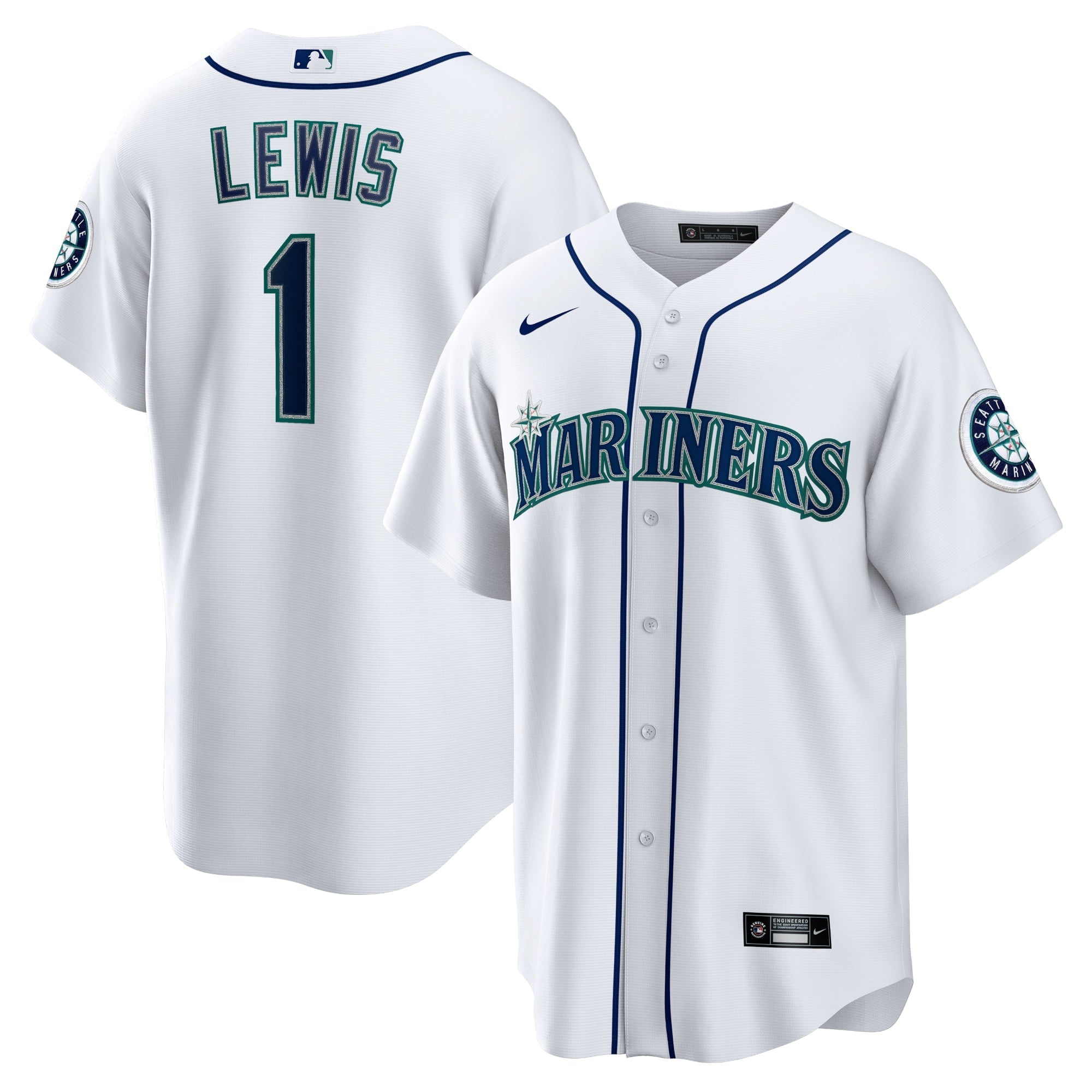 Men's Nike Kyle Lewis White Seattle Mariners Replica Player Name Jersey - vstockx