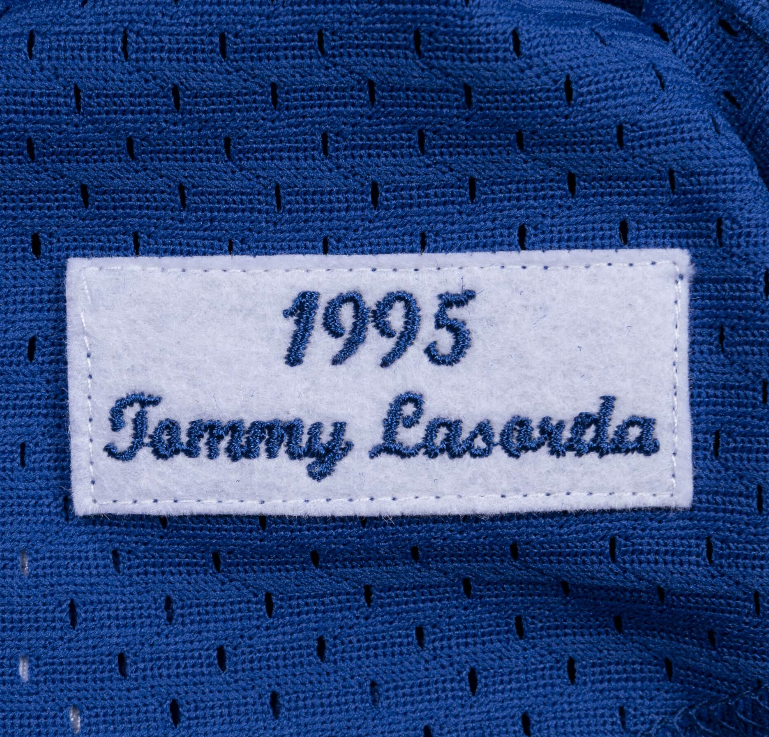 Men's Mitchell & Ness Los Angeles Dodgers Tommy Lasorda 1995 Authentic Replica Blue Mesh Batting Practice Jersey - vstockx