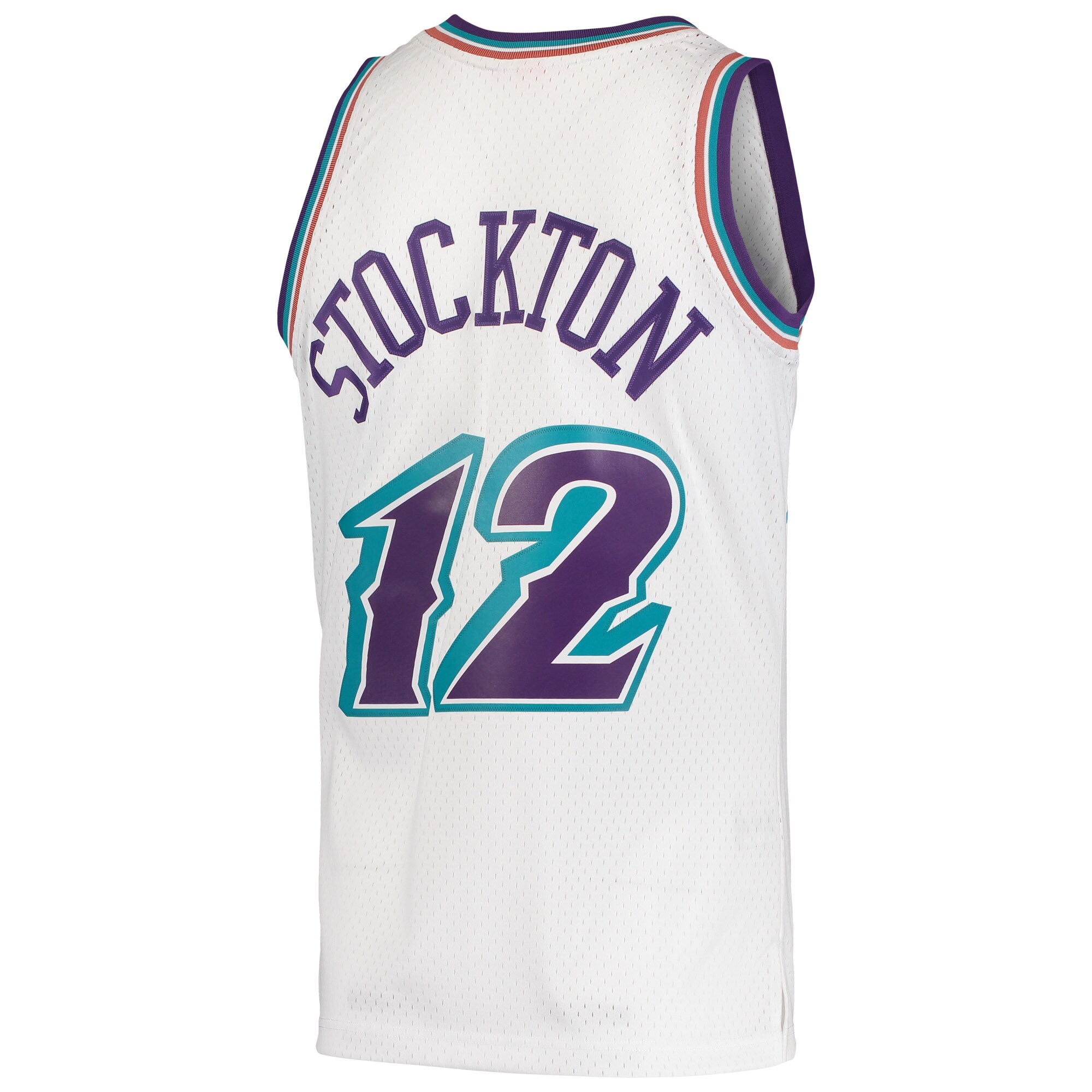 John Stockton Utah Jazz Mitchell & Ness Hardwood Classics Swingman Jersey - White - vstockx
