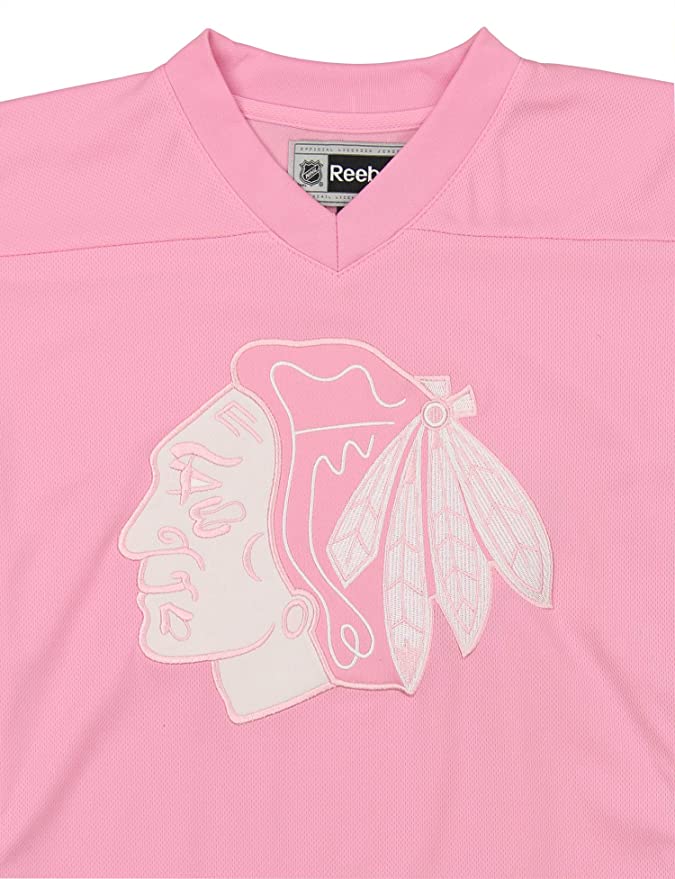 Youth Girls Chicago Blackhawks Pink Replica Player Jersey - vstockx