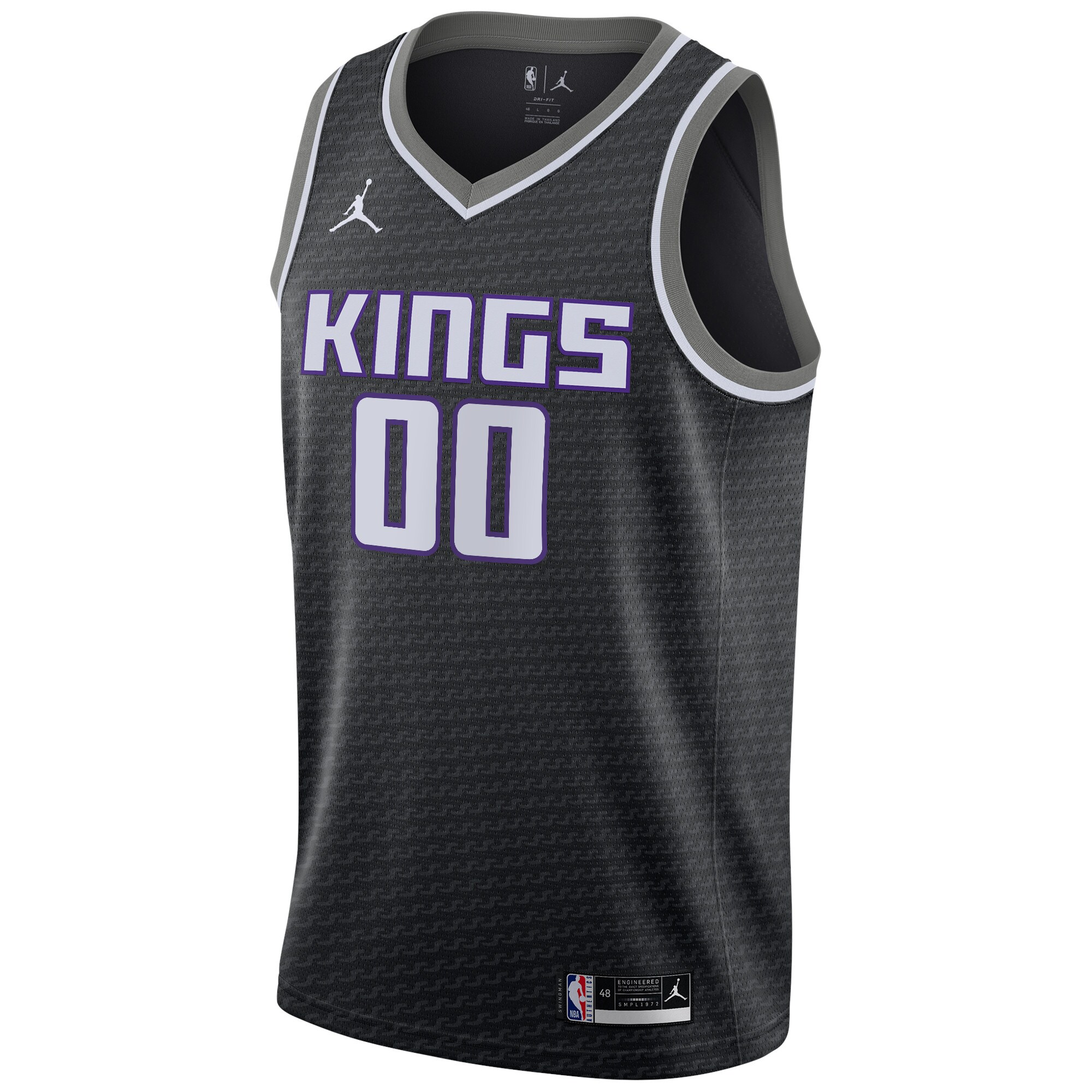 Sacramento Kings Jordans Brand Swingman Custom Jersey - Statement Edition - Black - vstockx