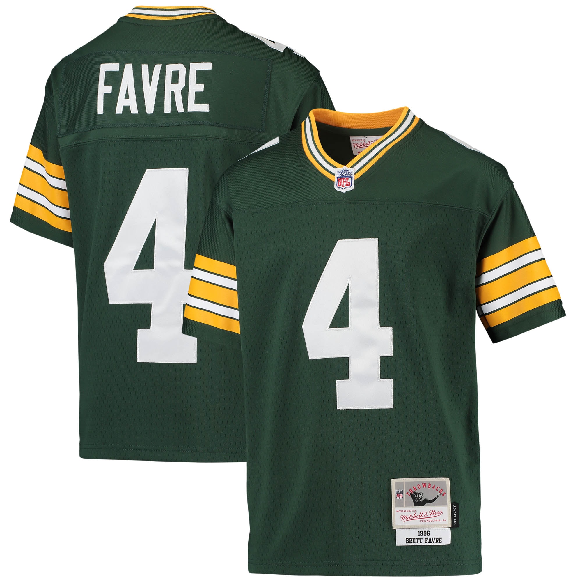 Brett Favre Green Bay Packers Mitchell & Ness Youth 1996 Retired Player Legacy Jersey - Green - vstockx