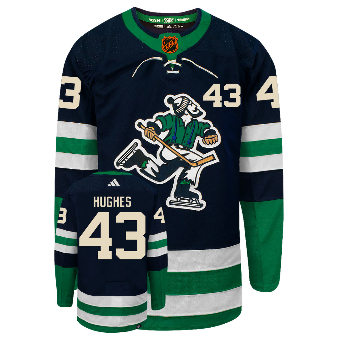 Quinn Hughes Vancouver Canucks Adidas 2022 Primegreen Reverse Retro Authentic NHL Hockey Jersey - vstockx