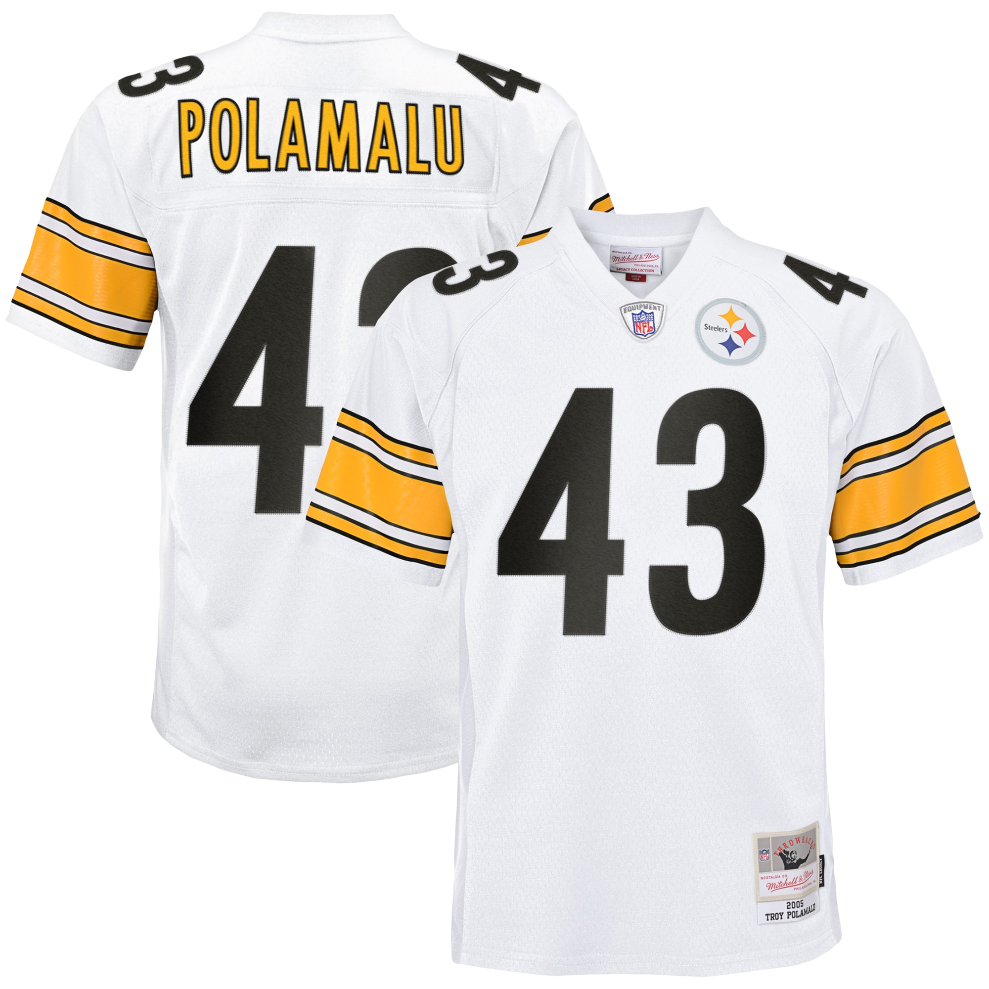 Troy Polamalu Pittsburgh Steelers Mitchell & Ness Youth 2005 Retired Player Legacy Jersey - White - vstockx