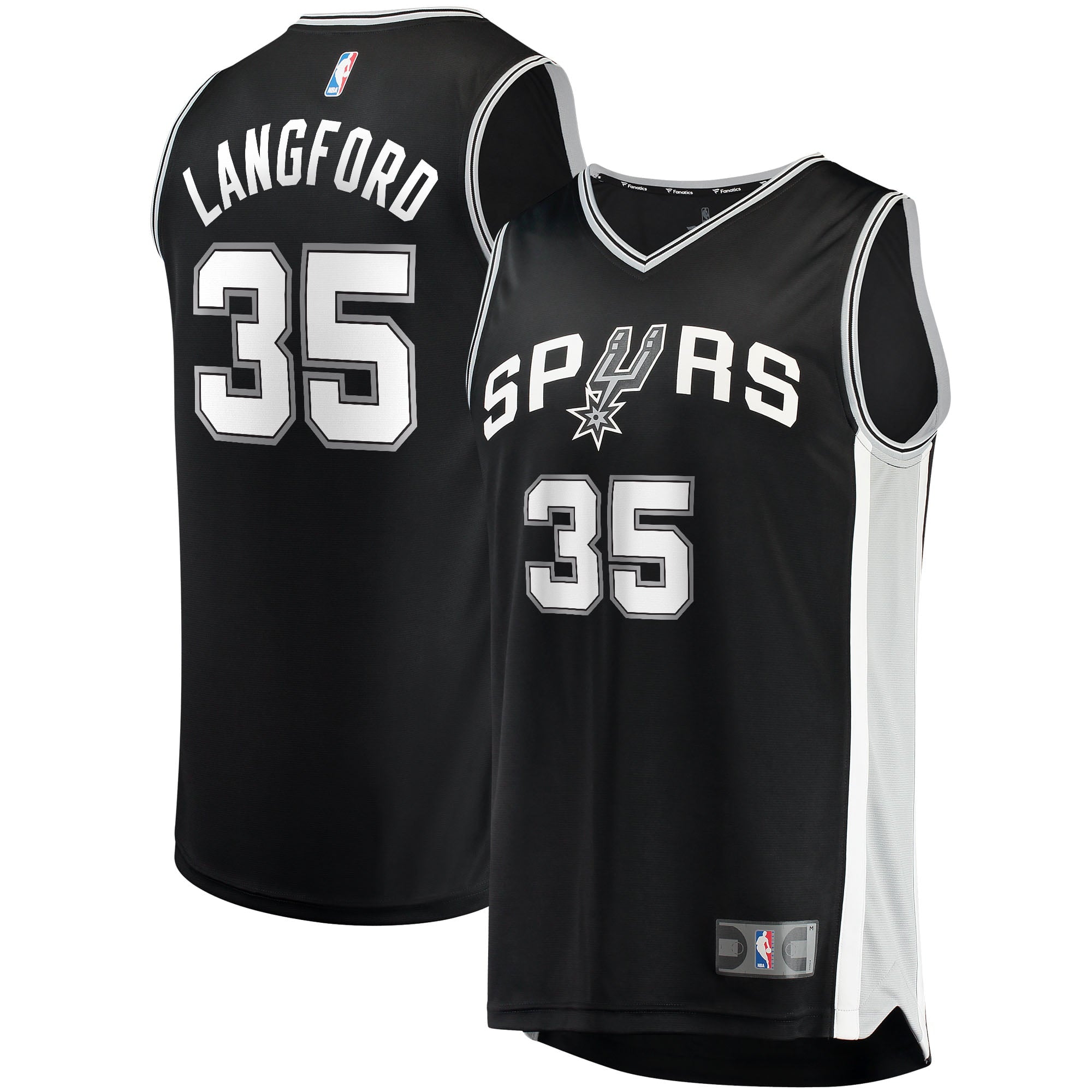 Men's Fanatics Branded Romeo Langford Black San Antonio Spurs 2021/22 Fast Break Replica Jersey - Icon Edition - vstockx