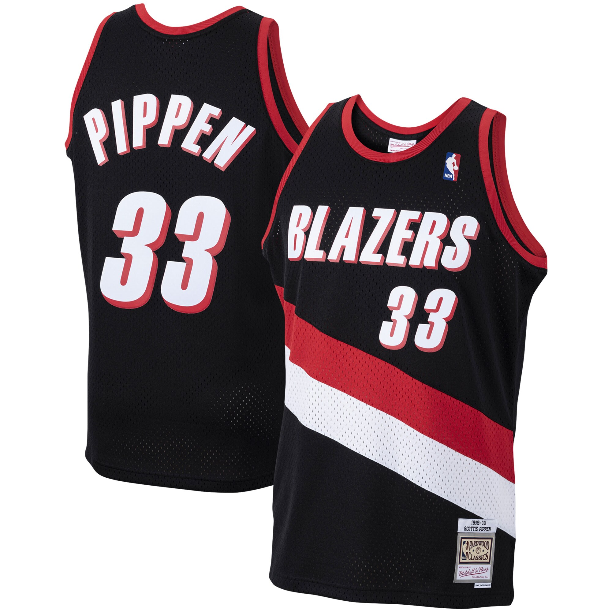 Scottie Pippen Portland Trail Blazers Mitchell & Ness Hardwood Classics Swingman Jersey - Black - vstockx