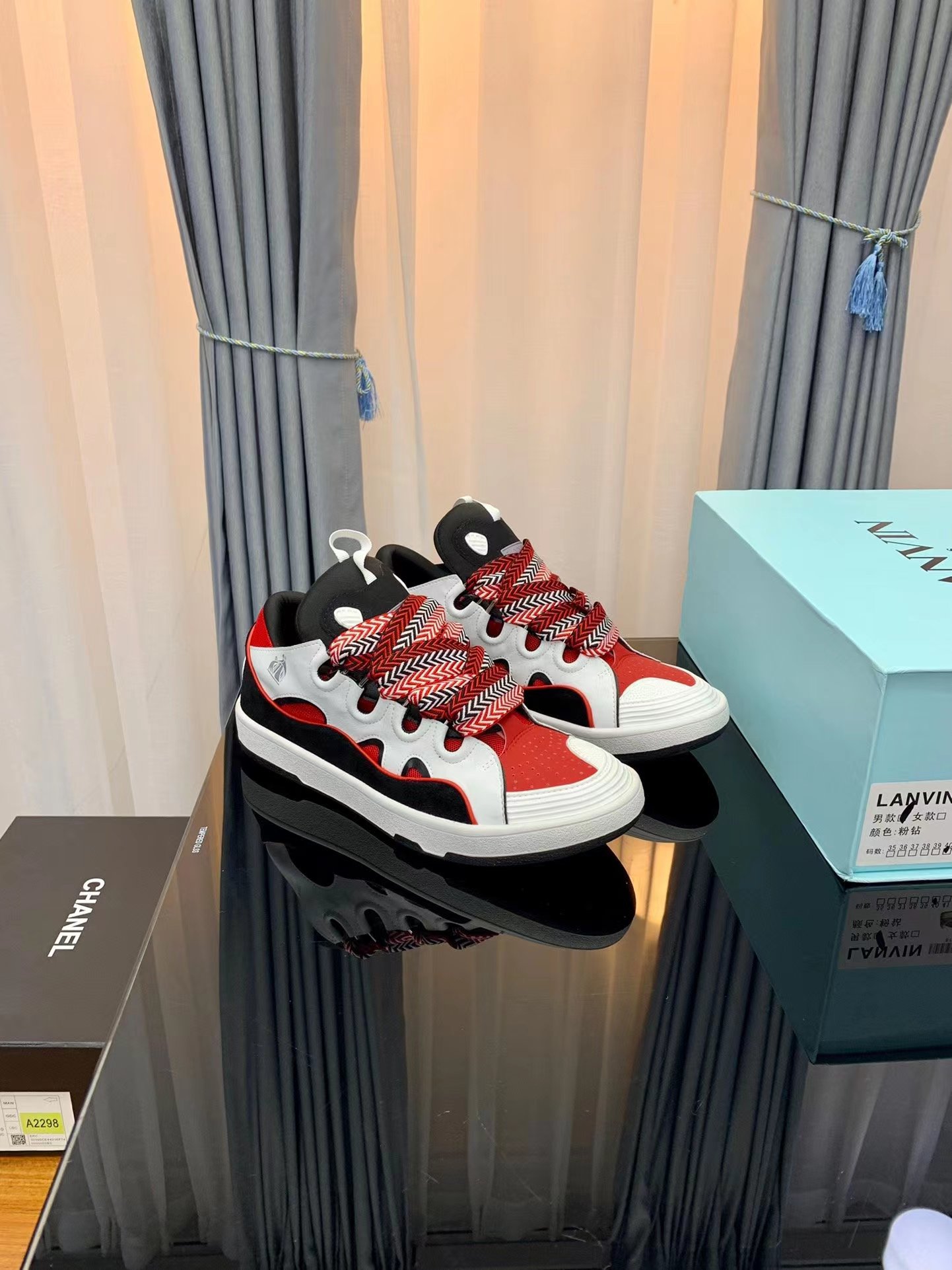 Lanvin Leather Curb Red and white - vstockx