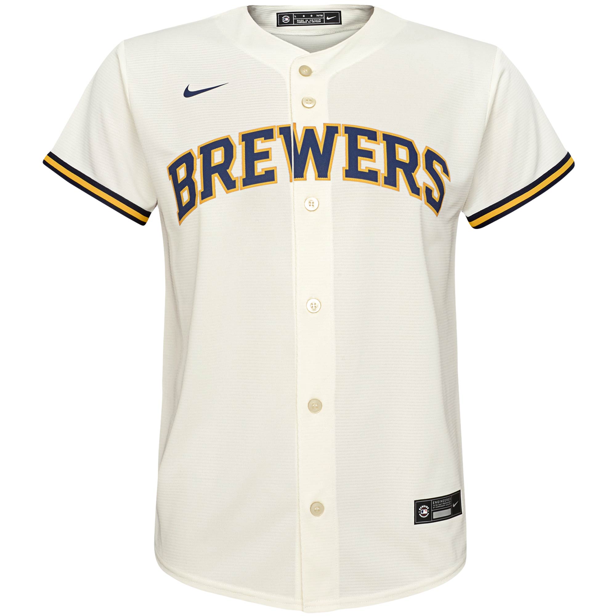 Milwaukee Brewers Nike Youth Home Replica Team Jersey - Cream - vstockx