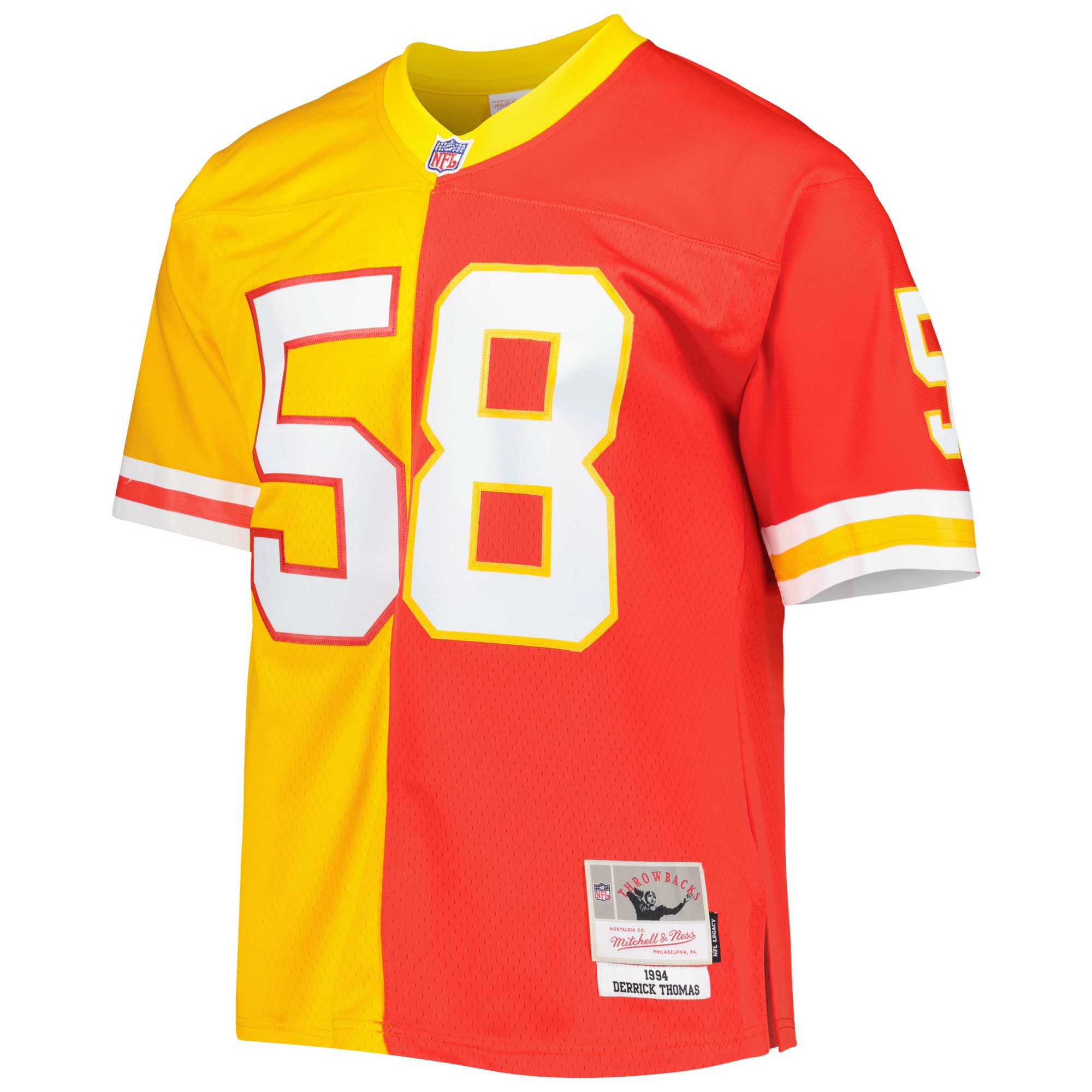 Derrick Thomas Kansas City Chiefs Mitchell & Ness 1994 Split Legacy Replica Jersey - Red/Gold - vstockx
