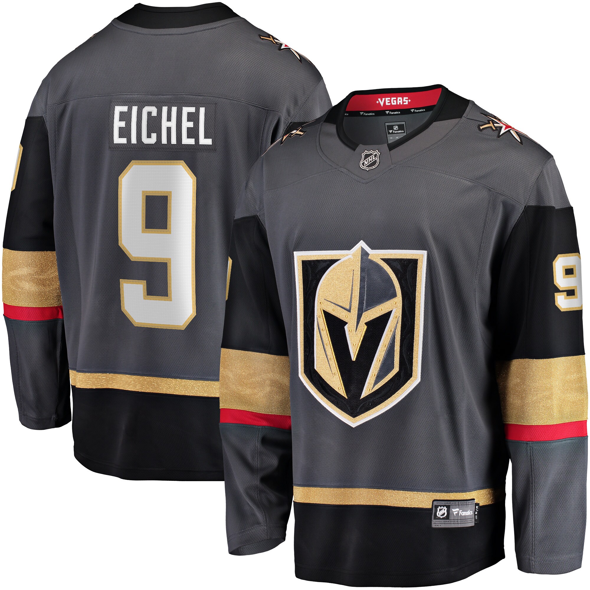 Jack Eichel Vegas Golden Knights Fanatics Branded Alternate Breakaway Player Jersey - Gray - vstockx