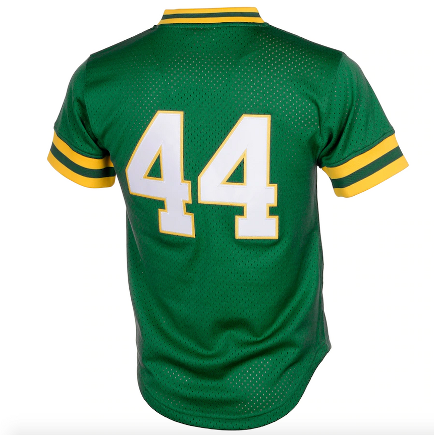 Men's Oakland Athletics Reggie Jackson Mitchell & Ness Green Cooperstown 1987 Mesh Batting Practice Jersey - vstockx