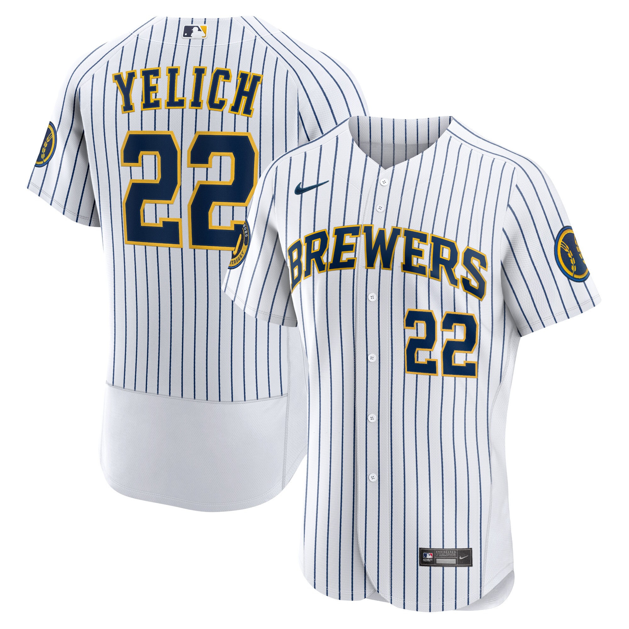 Christian Yelich Milwaukee Brewers Nike Alternate Authentic Player Jersey - White - vstockx