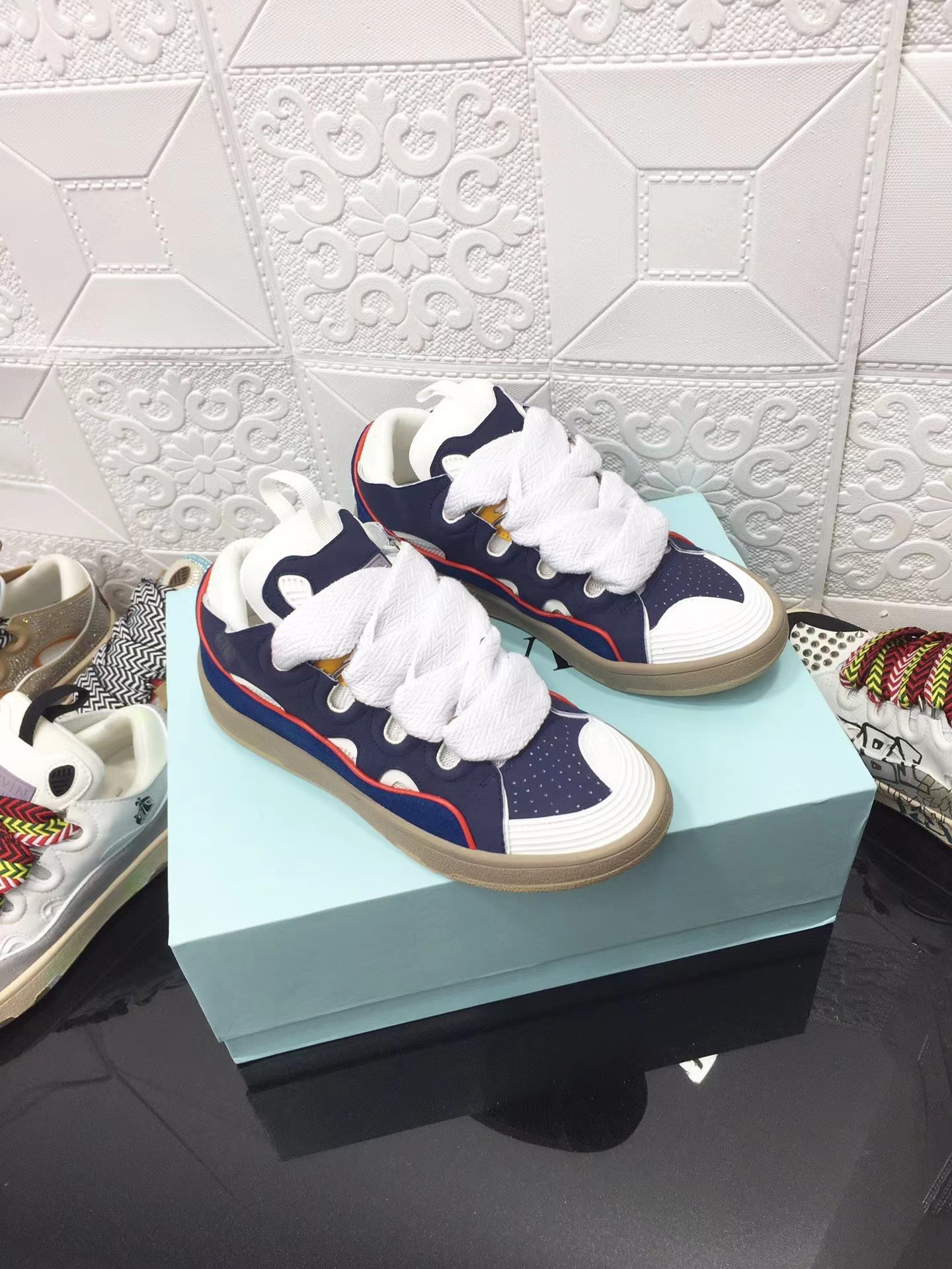 Lanvin Leather Curb blue and white color - vstockx