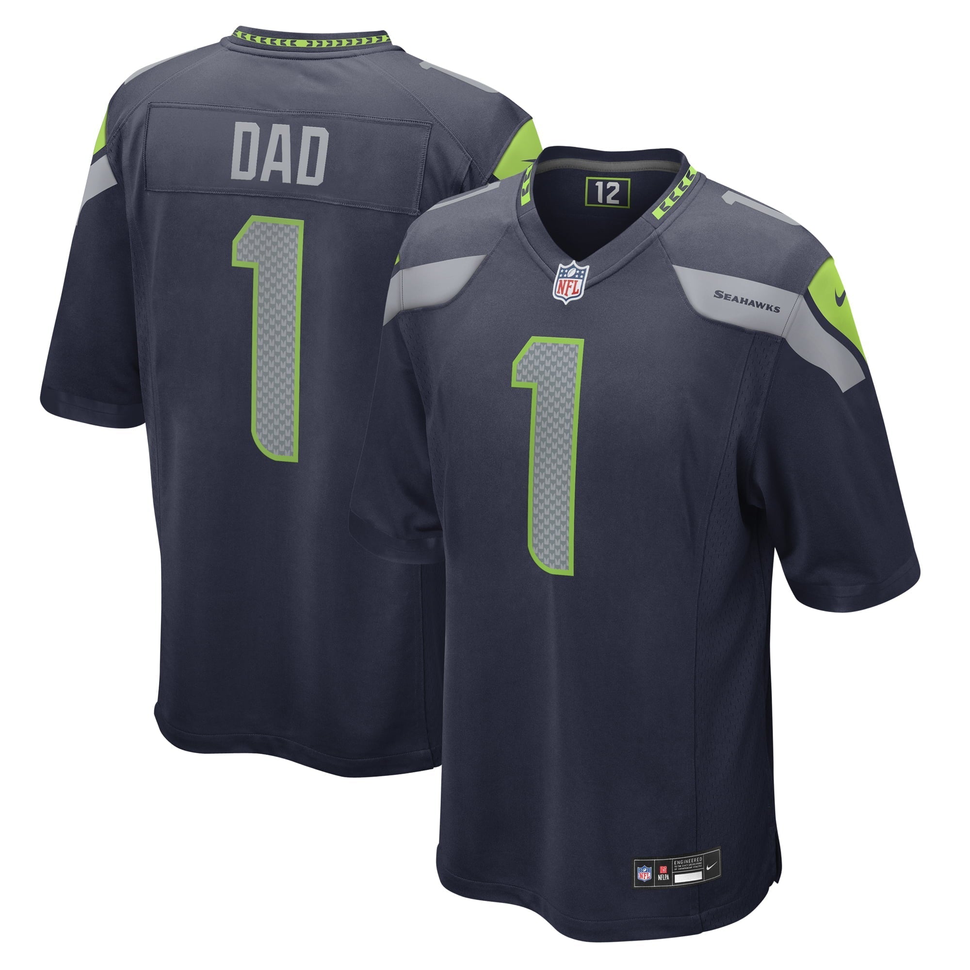 Men's Nike Number 1 Dad College Navy Seattle Seahawks Game Jersey - vstockx