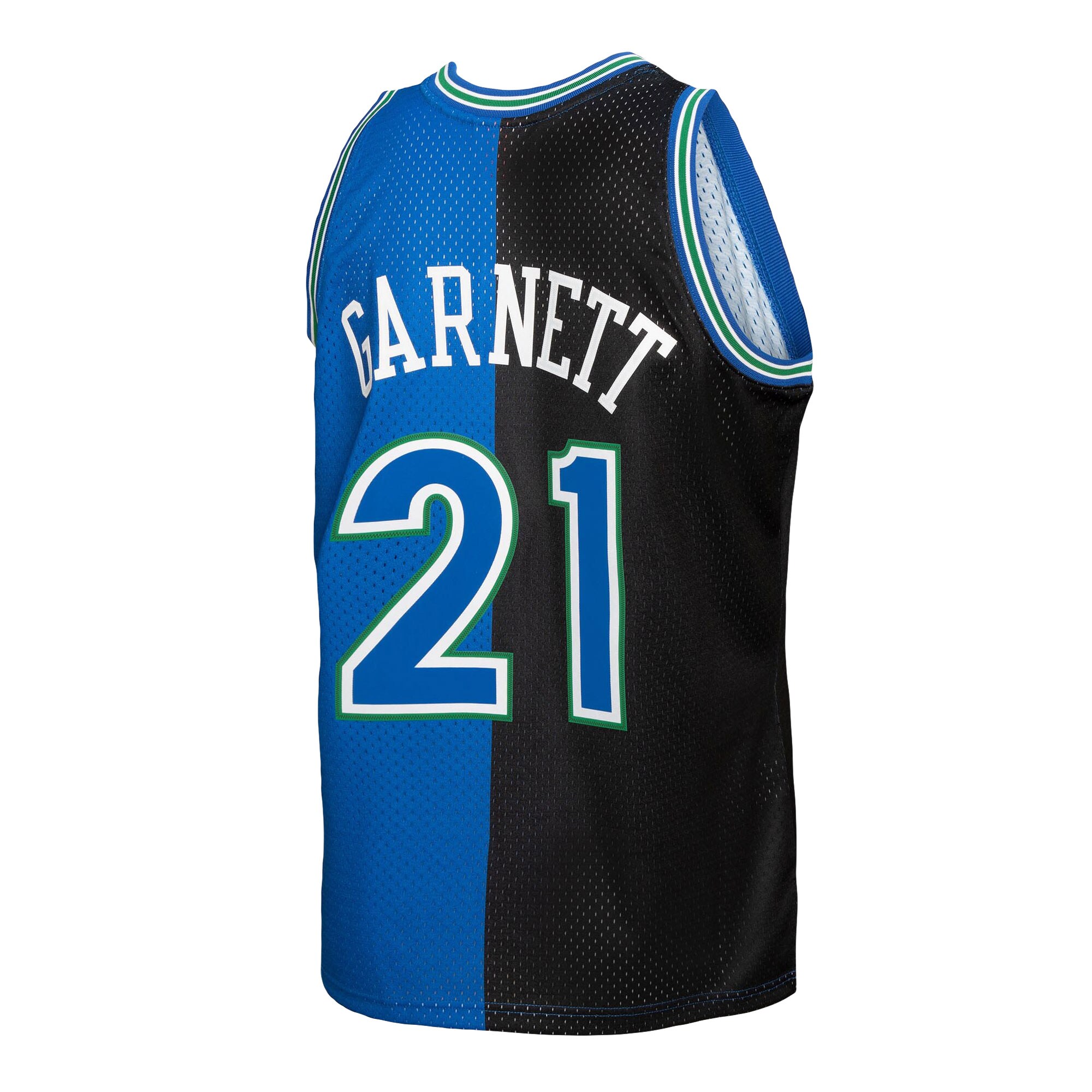 Kevin Garnett Minnesota Timberwolves Mitchell & Ness Hardwood Classics 1995/96 Split Swingman Jersey - Black/Blue - vstockx