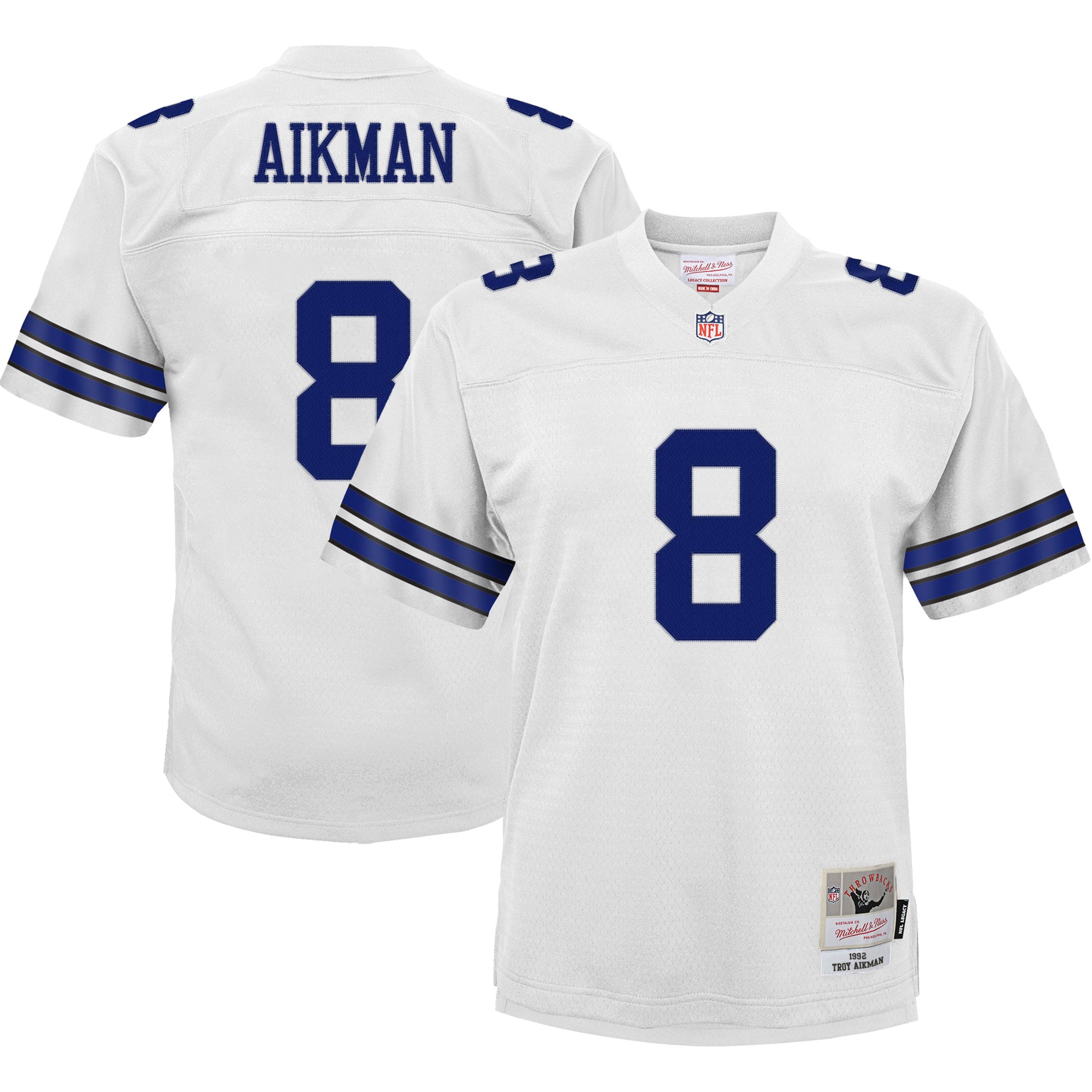 Troy Aikman Dallas Cowboys Mitchell & Ness Youth Retired Player Legacy Jersey - White - vstockx