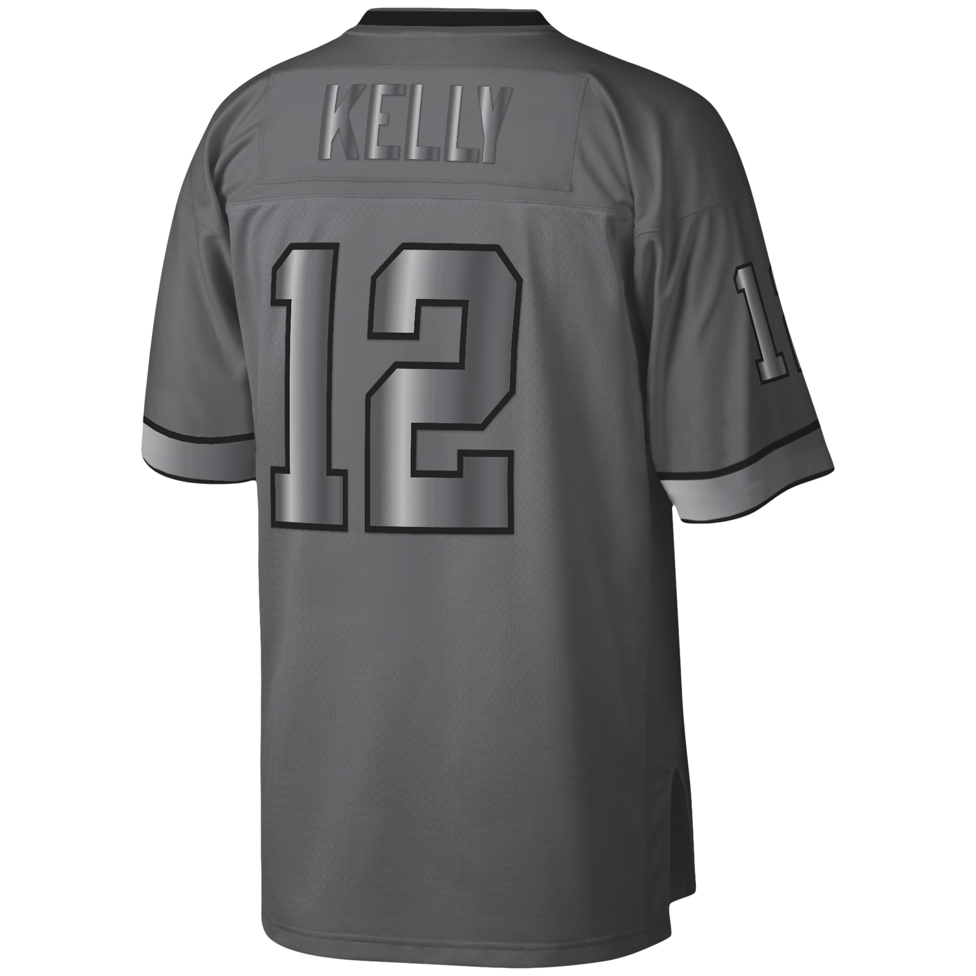 Jim Kelly Buffalo Bills Mitchell & Ness 1990 Retired Player Metal Legacy Jersey - Charcoal - vstockx