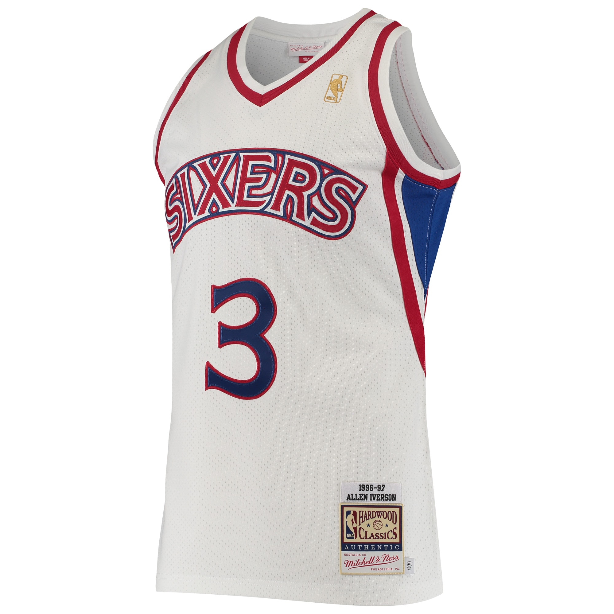 Allen Iverson Philadelphia 76ers Mitchell & Ness Hardwood Classics Authentic Jersey - White - vstockx