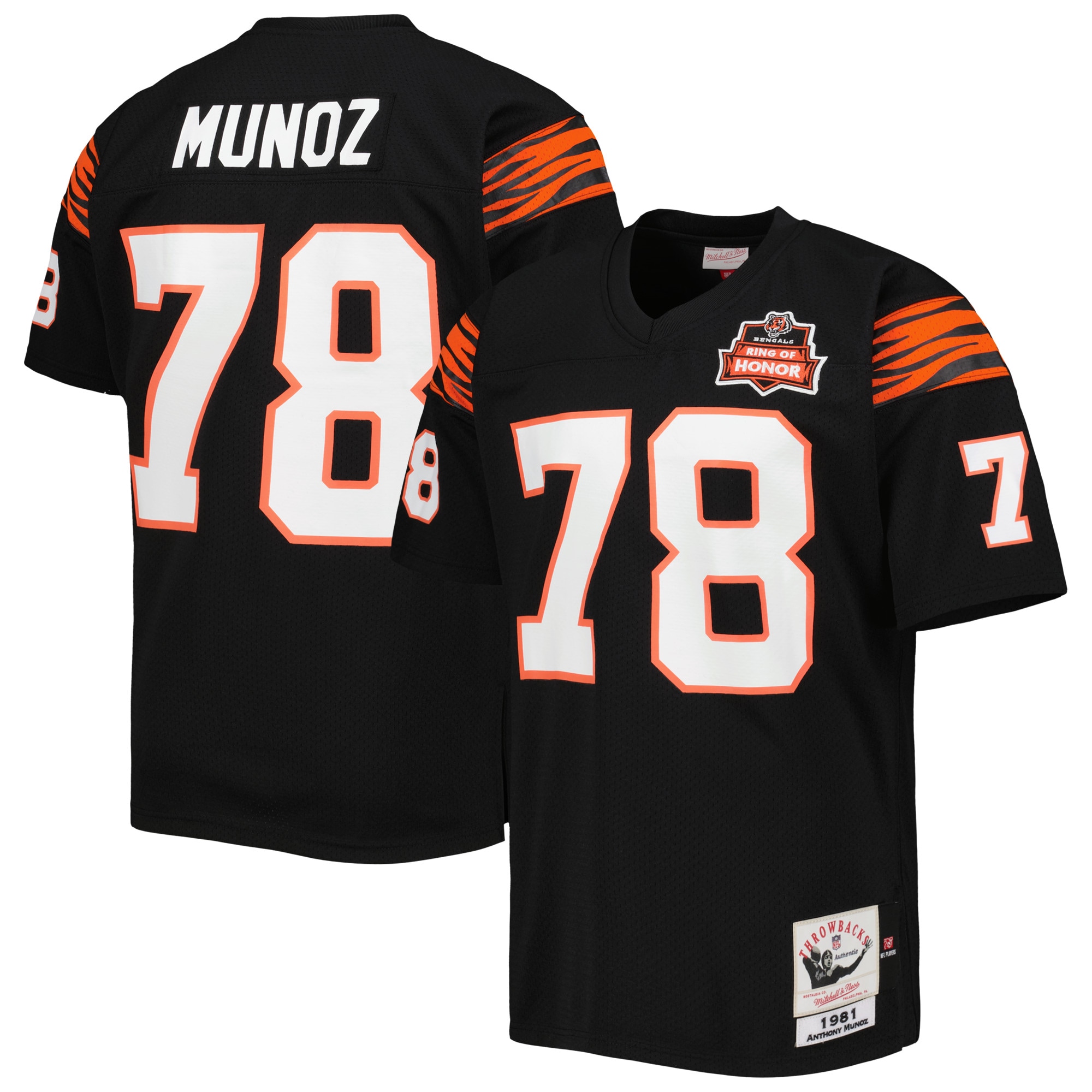 Anthony Munoz Cincinnati Bengals Mitchell & Ness 1981 Authentic Retired Player Jersey - Black - vstockx