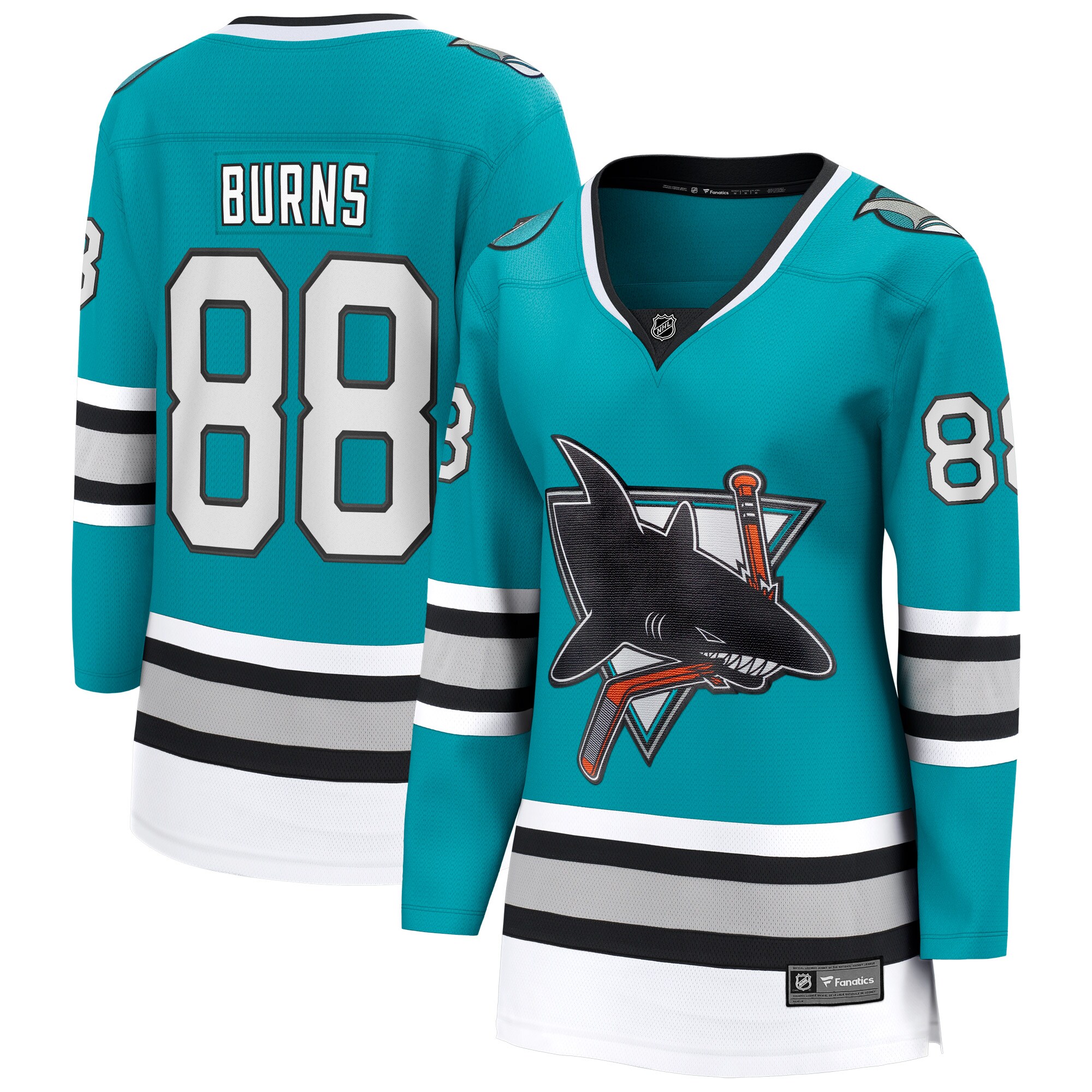Brent Burns San Jose Sharks Fanatics Branded Women's 30th Anniversary Premier Breakaway Player Jersey - Teal - vstockx