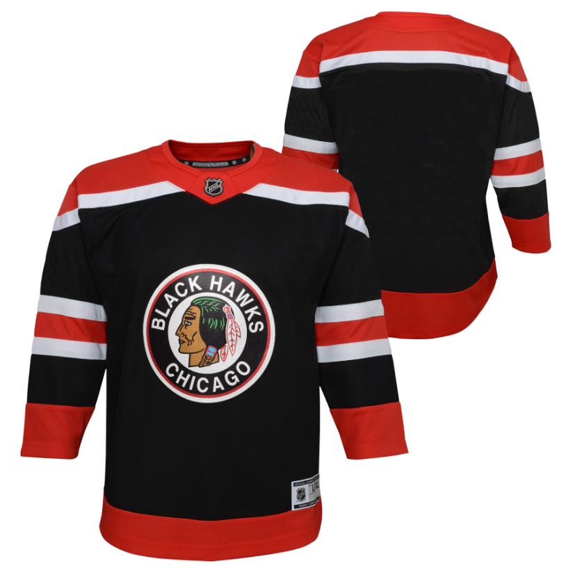 Youth Chicago Blackhawks Black Reverse Retro Blank Replica Team Jersey - vstockx
