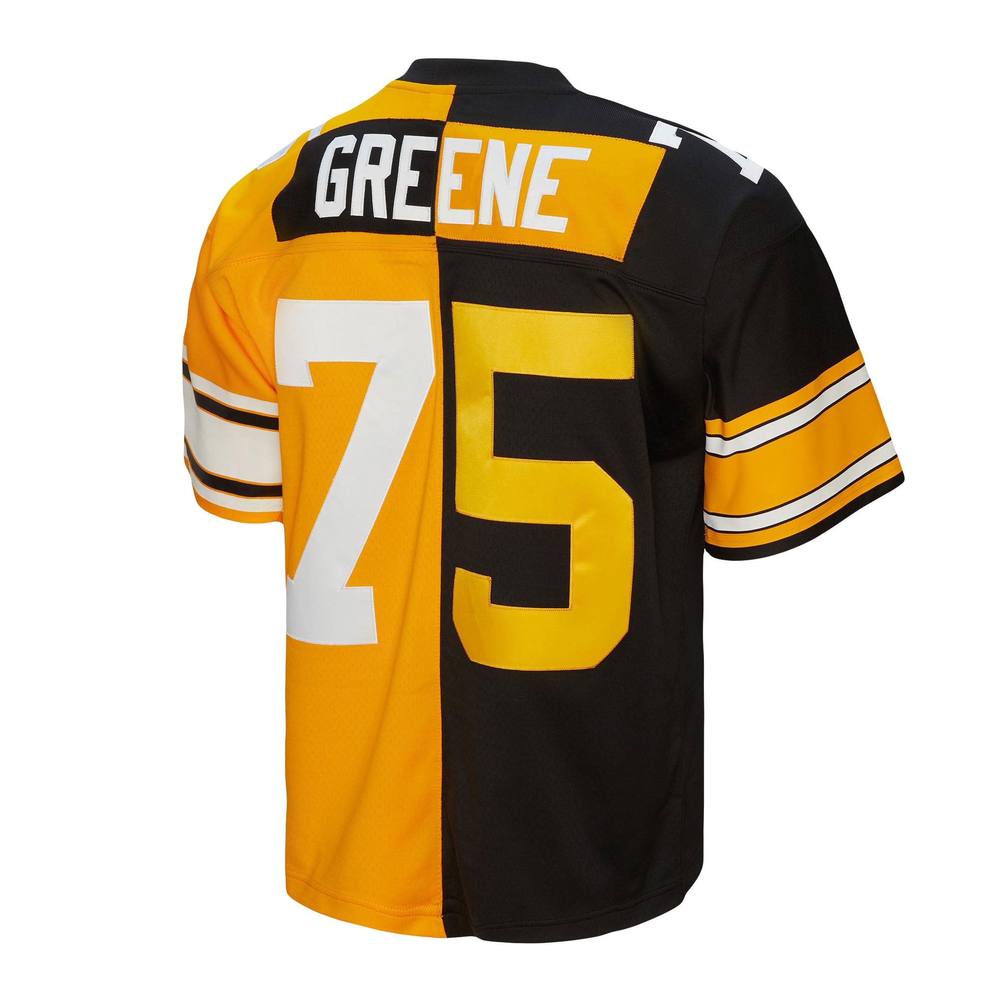 Joe Greene Pittsburgh Steelers Mitchell & Ness 1976 Split Legacy Replica Jersey - Black/Gold - vstockx