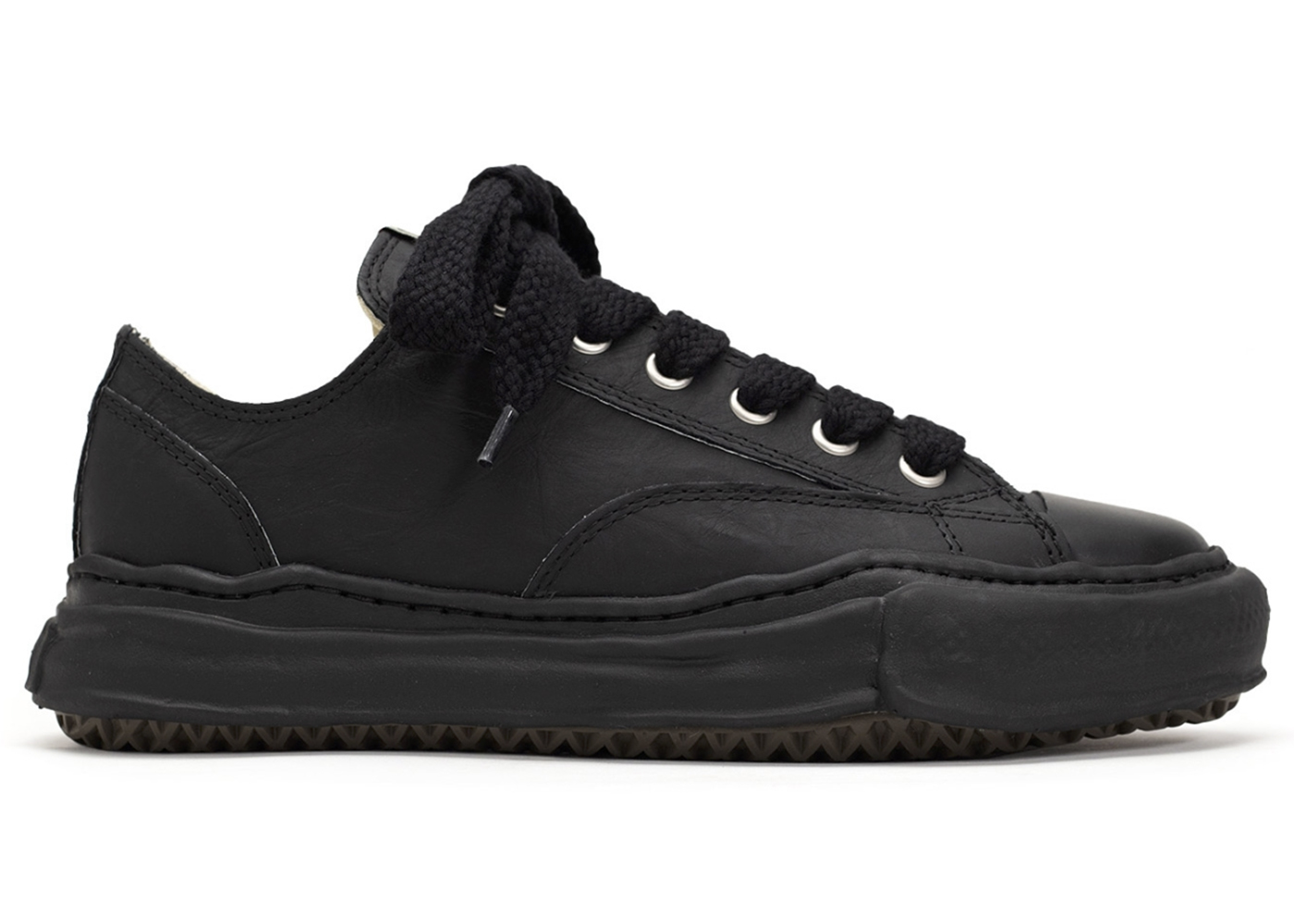 Maison Mihara Yasuhiro Peterson OG Sole PL Leather Low Black Black - vstockx