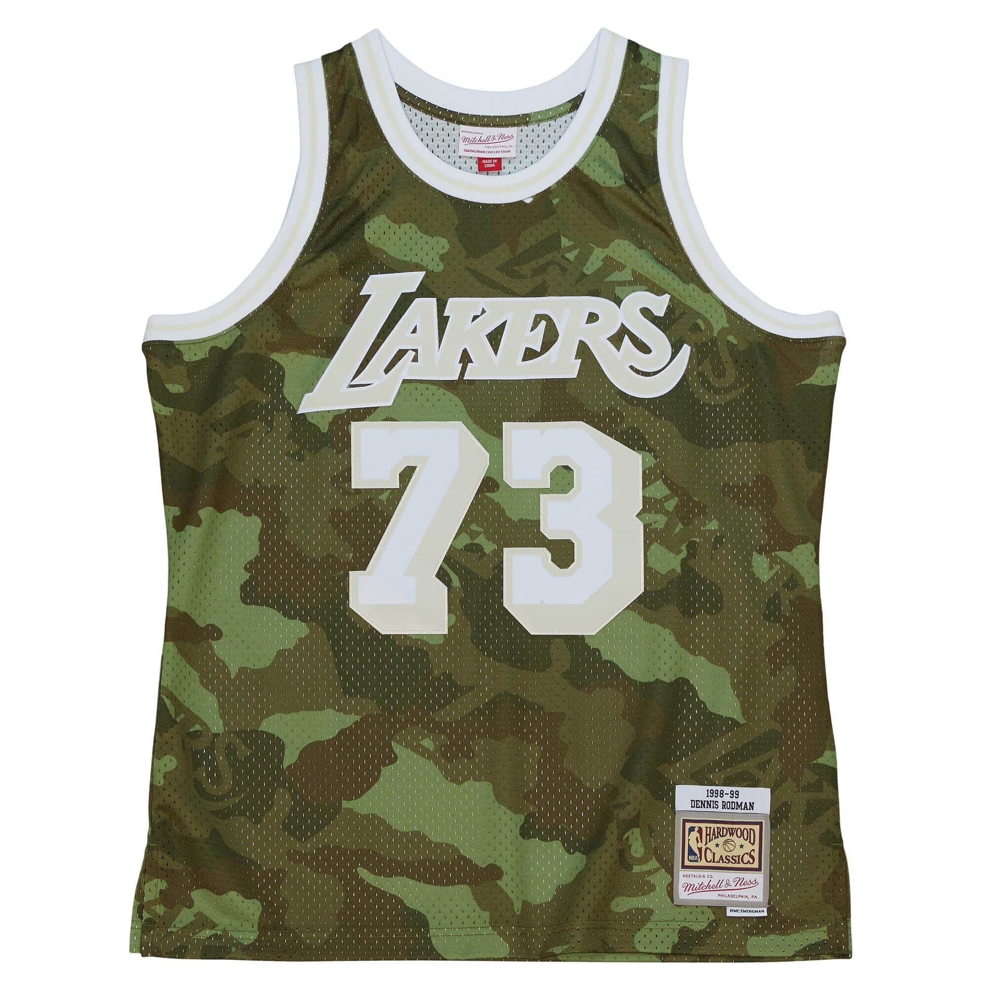 Ghost Green Camo Swingman Dennis Rodman Los Angeles Lakers 1998-99 Jersey - vstockx