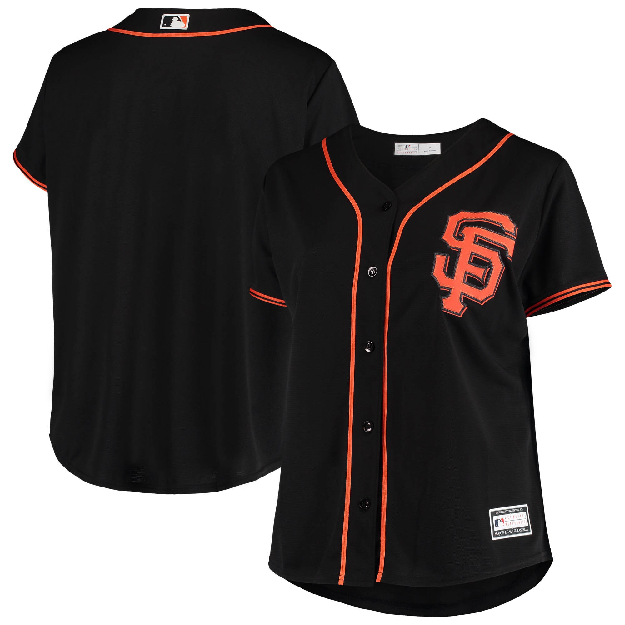San Francisco Giants Women's Plus Size Sanitized Replica Team Jersey - Black - vstockx