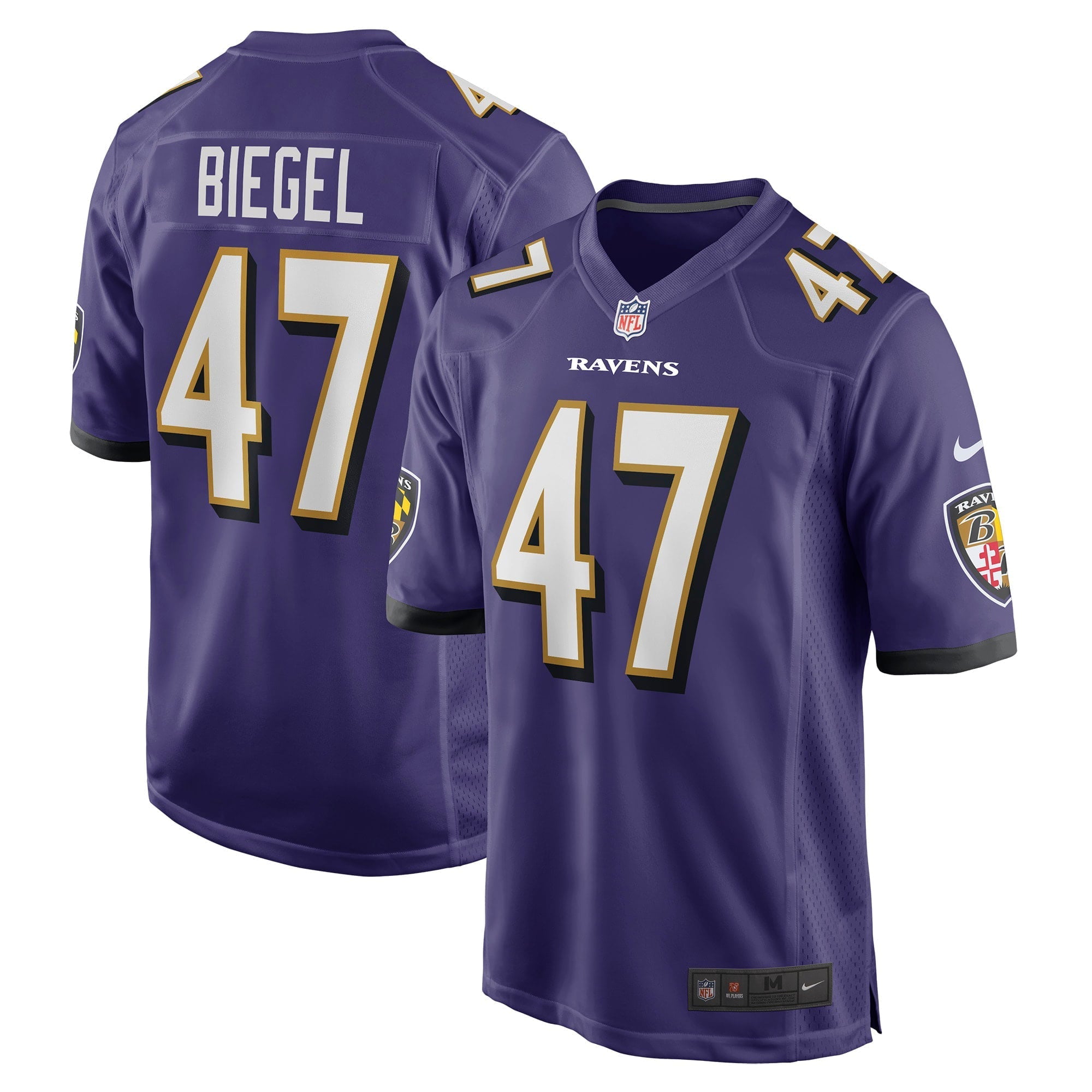 Men's Nike Vince Biegel Purple Baltimore Ravens Player Game Jersey - vstockx