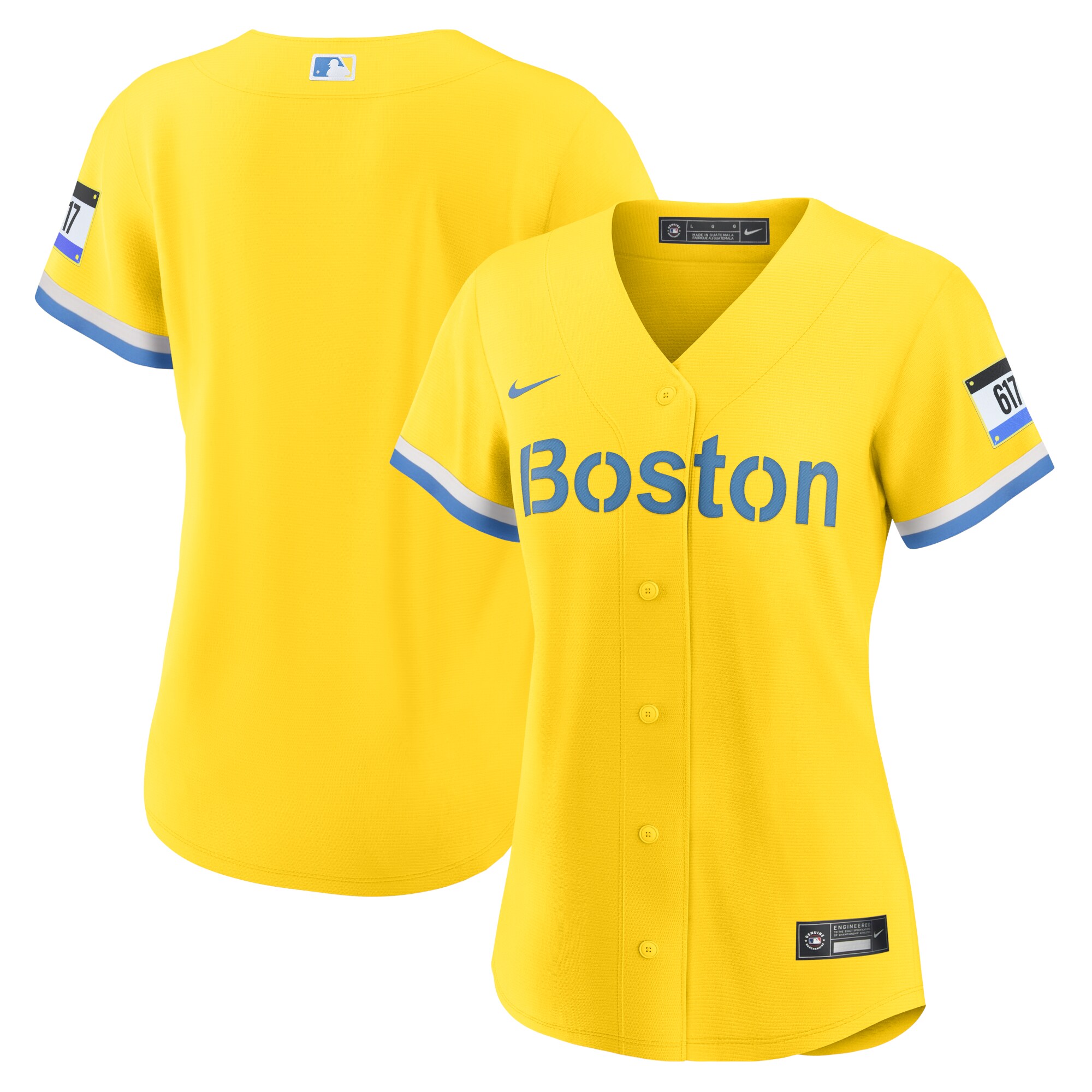 Boston Red Sox Nike Women's City Connect Replica Jersey - Gold/Light Blue - vstockx