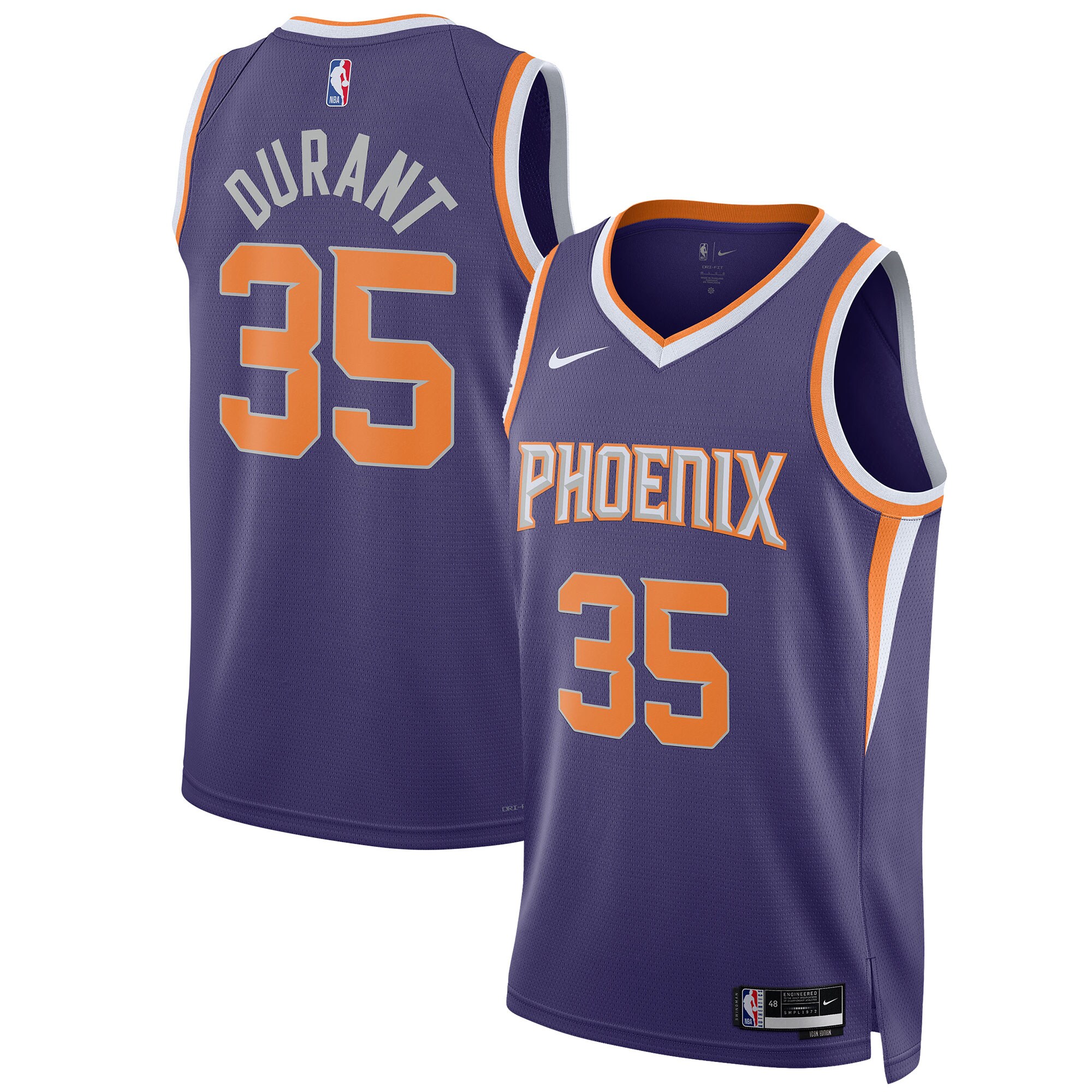 Kevin Durant Phoenix Suns Nike Unisex Swingman Jersey - Association Edition - Purple - vstockx