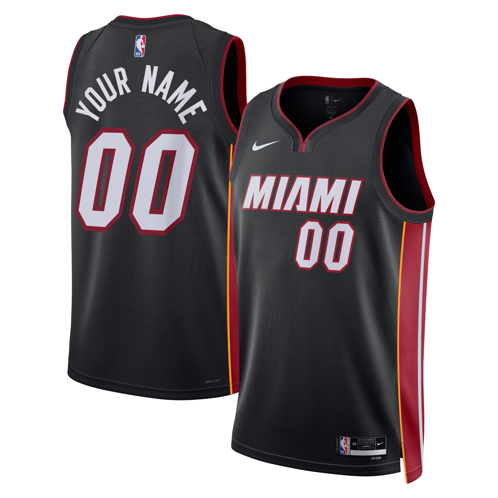 Miami Heat Nike Unisex Swingman Custom Jersey Black - Icon Edition - vstockx