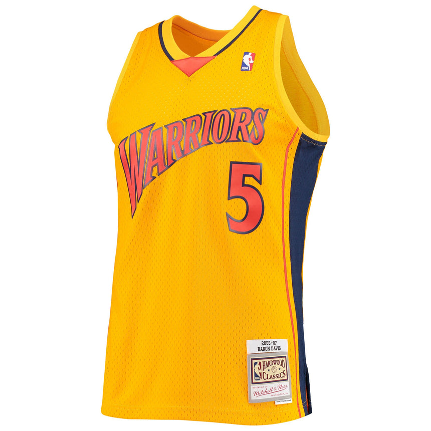 Men's Golden State Warriors Baron Davis Mitchell & Ness Gold Hardwood Classics Reload 2.0 Swingman Jersey - vstockx