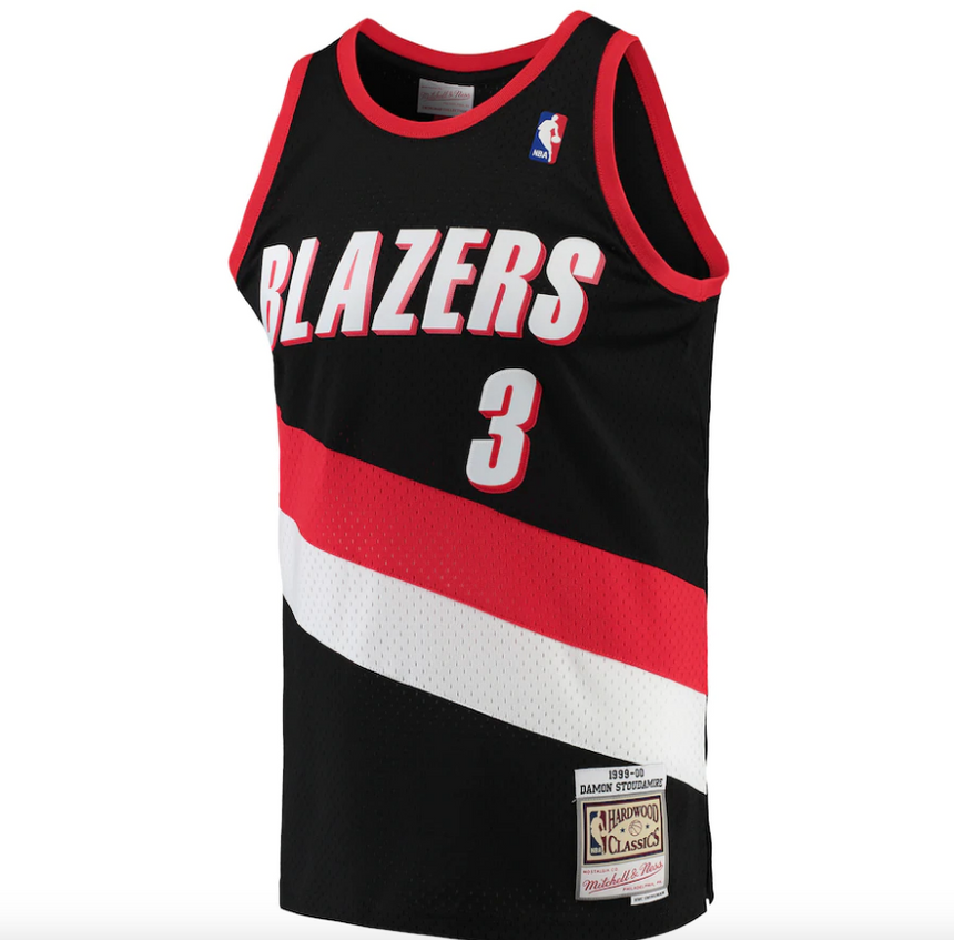 Men's Damon Stoudamire Portland Trail Blazers Mitchell & Ness Hardwood Classics Swingman Jersey - Black - vstockx