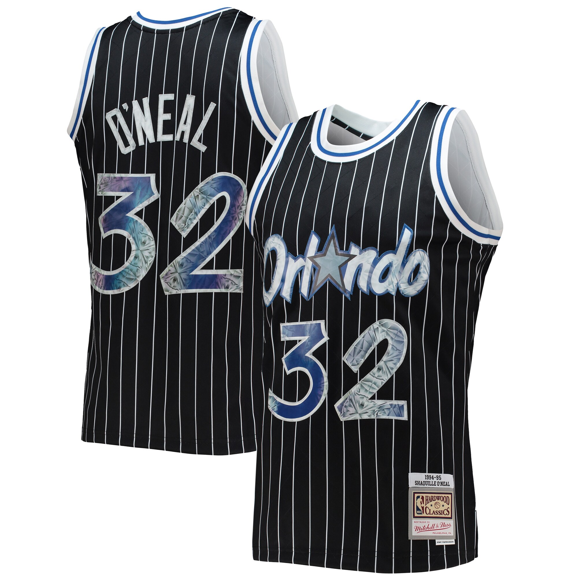 Shaquille O'Neal Orlando Magic Mitchell & Ness 1996-97 Hardwood Classics NBA 75th Anniversary Diamond Swingman Jersey - Black - vstockx