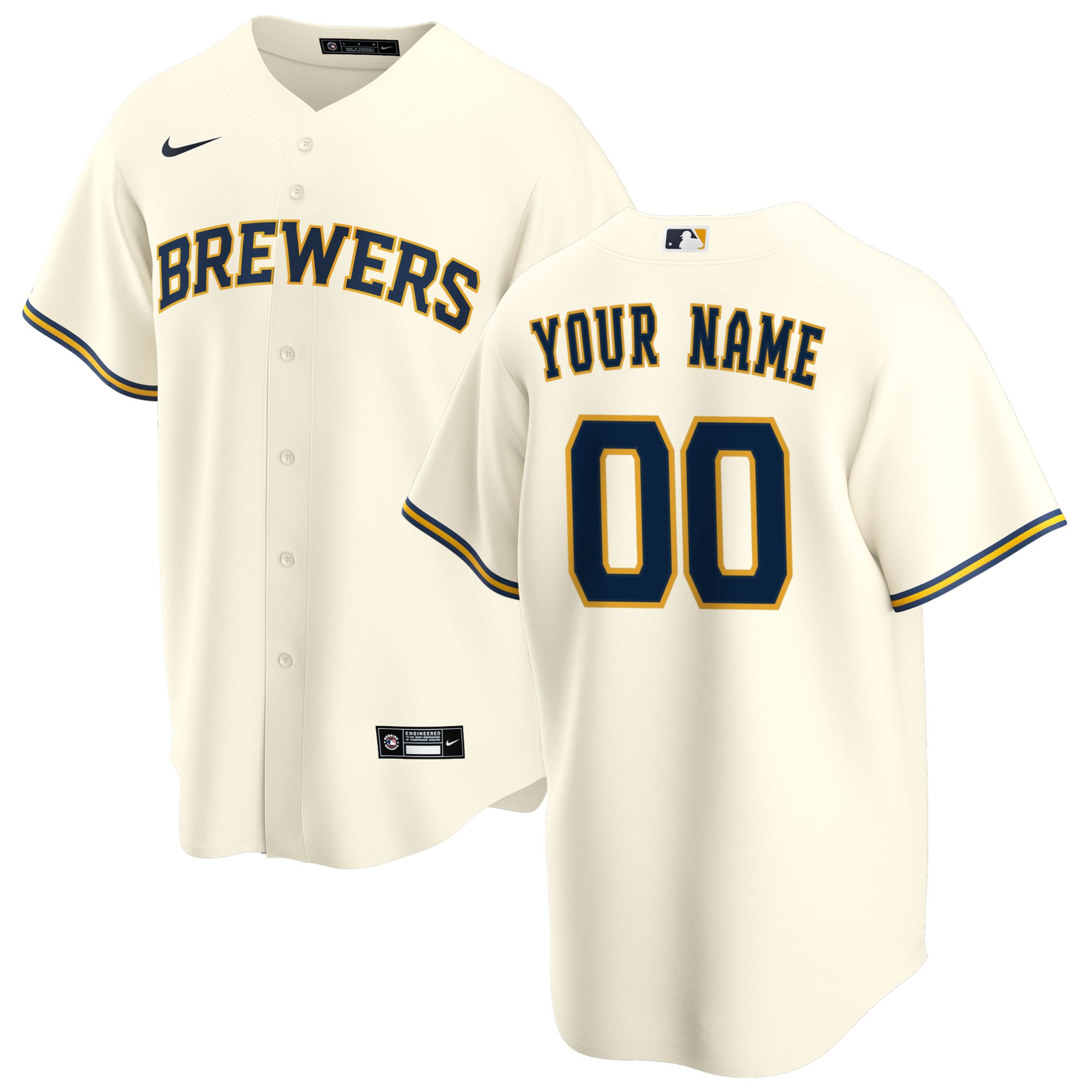 Milwaukee Brewers Nike Home Replica Custom Jersey - Cream - vstockx