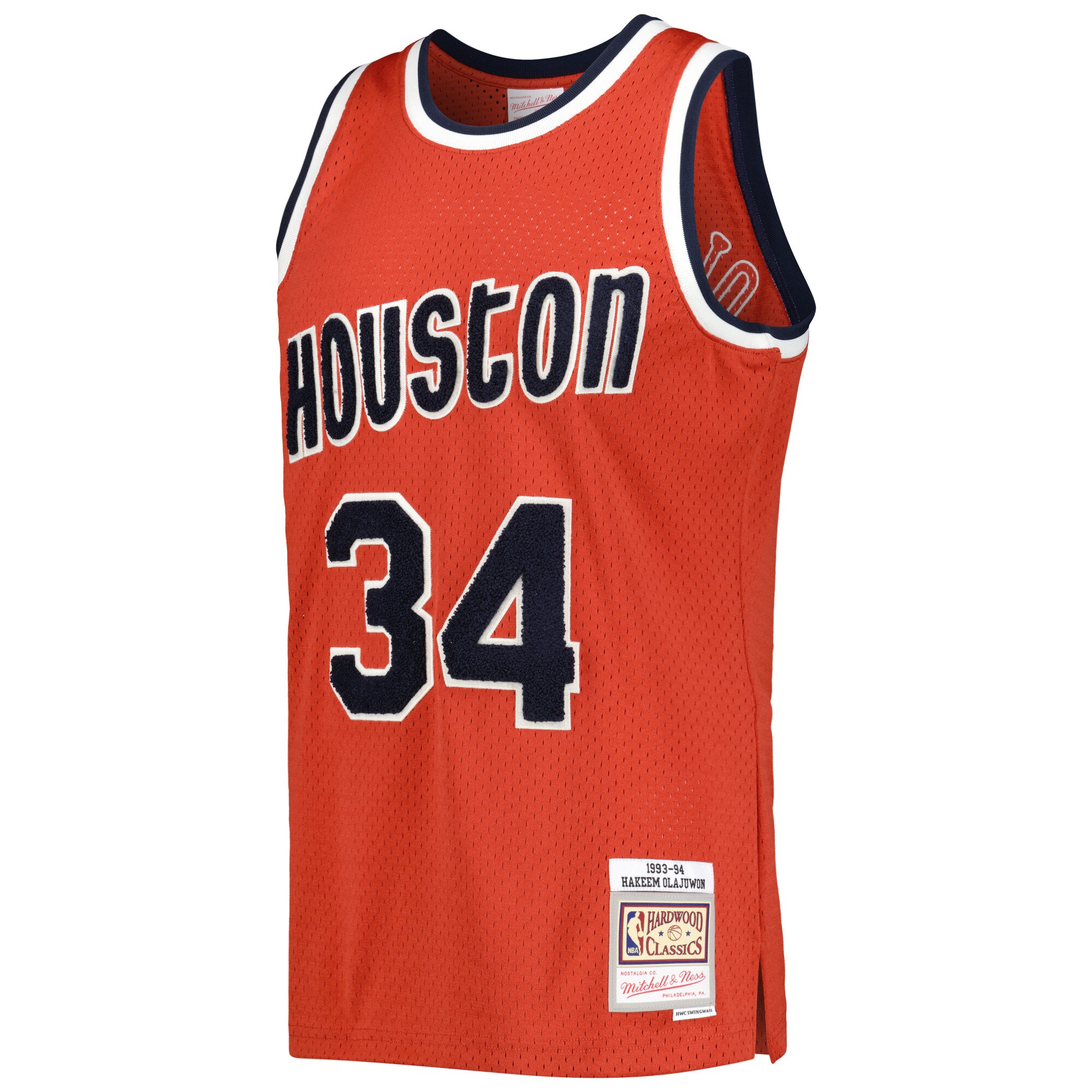 Hakeem Olajuwon Houston Rockets Mitchell & Ness Hardwood Classics Off-Court Swingman Jersey - Red - vstockx
