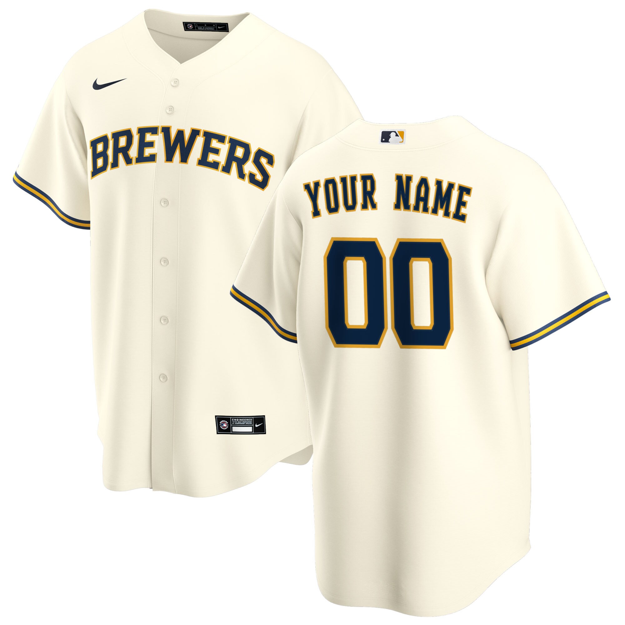 Milwaukee Brewers Nike Youth Home Replica Custom Jersey - Cream - vstockx