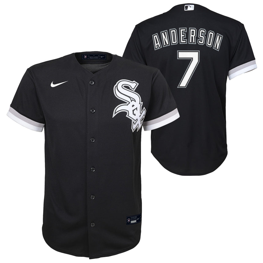 Child Tim Anderson Chicago White Sox Black Alternate Replica Team Jersey - vstockx