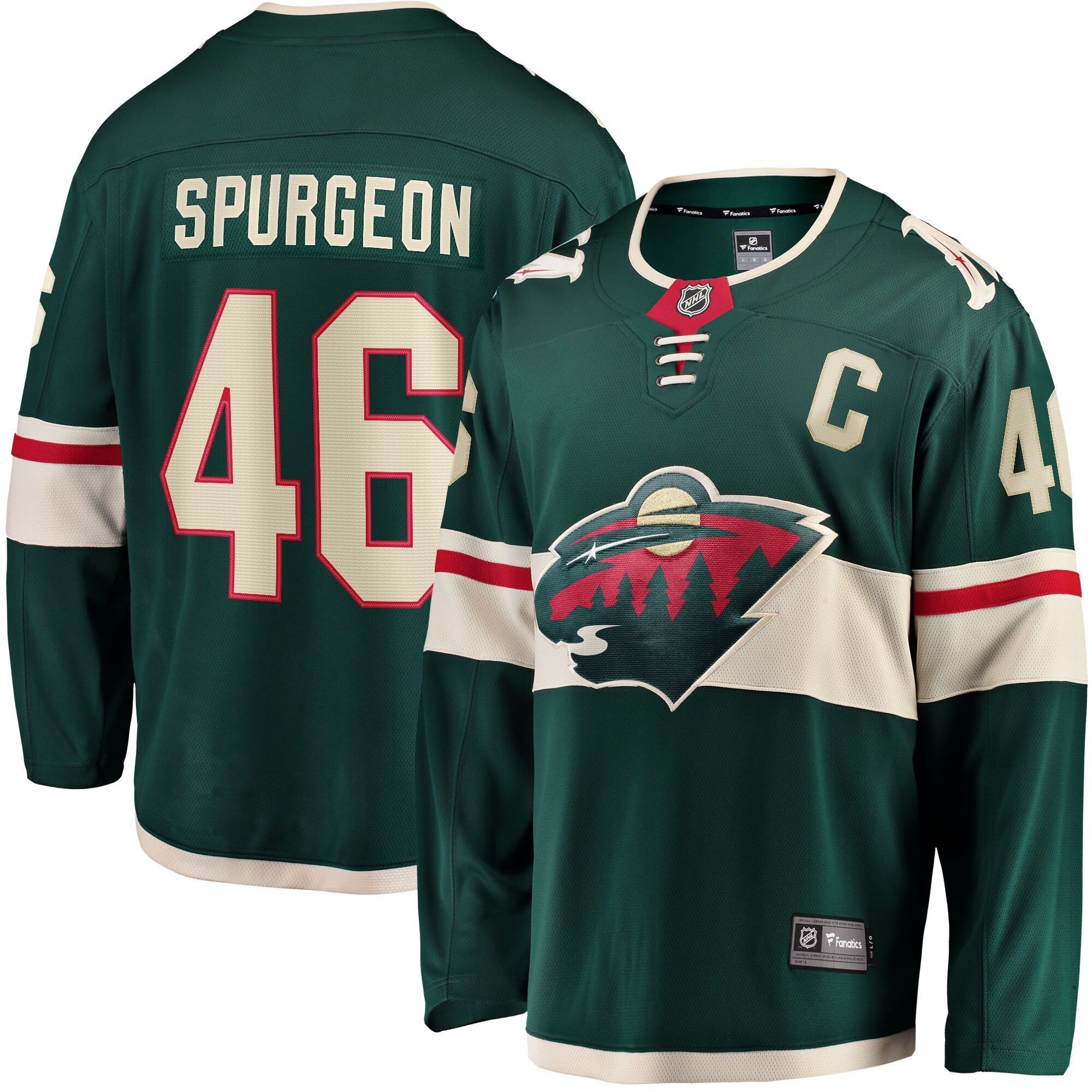 Jared Spurgeon Minnesota Wild Home Breakaway Player Jersey - Green - vstockx