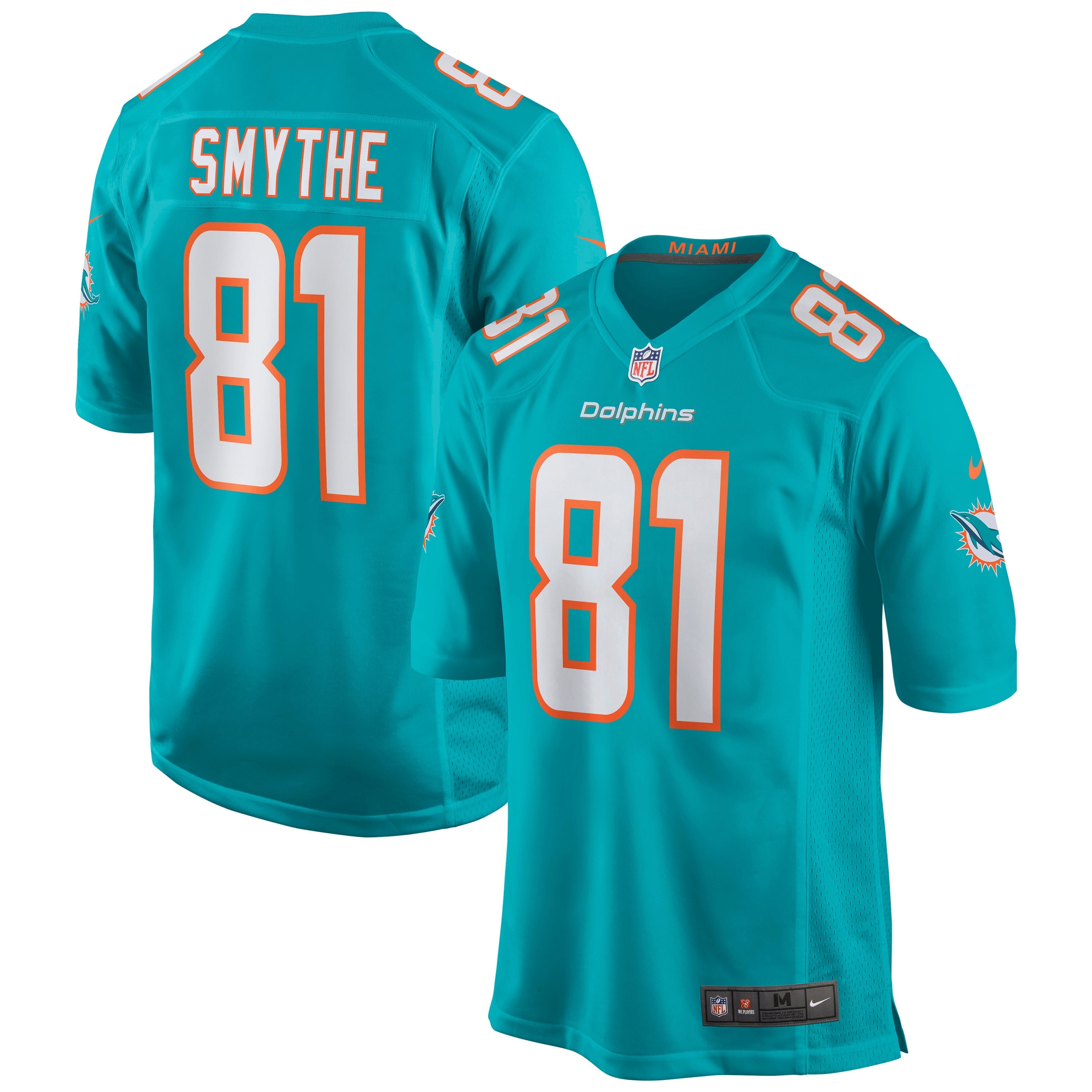 Men's Nike Durham Smythe Aqua Miami Dolphins Game Jersey - vstockx