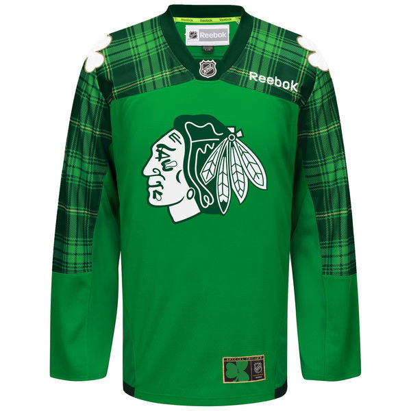 Reebok Men's Chicago Blackhawks Artemi Panarin #72 St. Patrick's Green Tartan Practice Jersey - vstockx