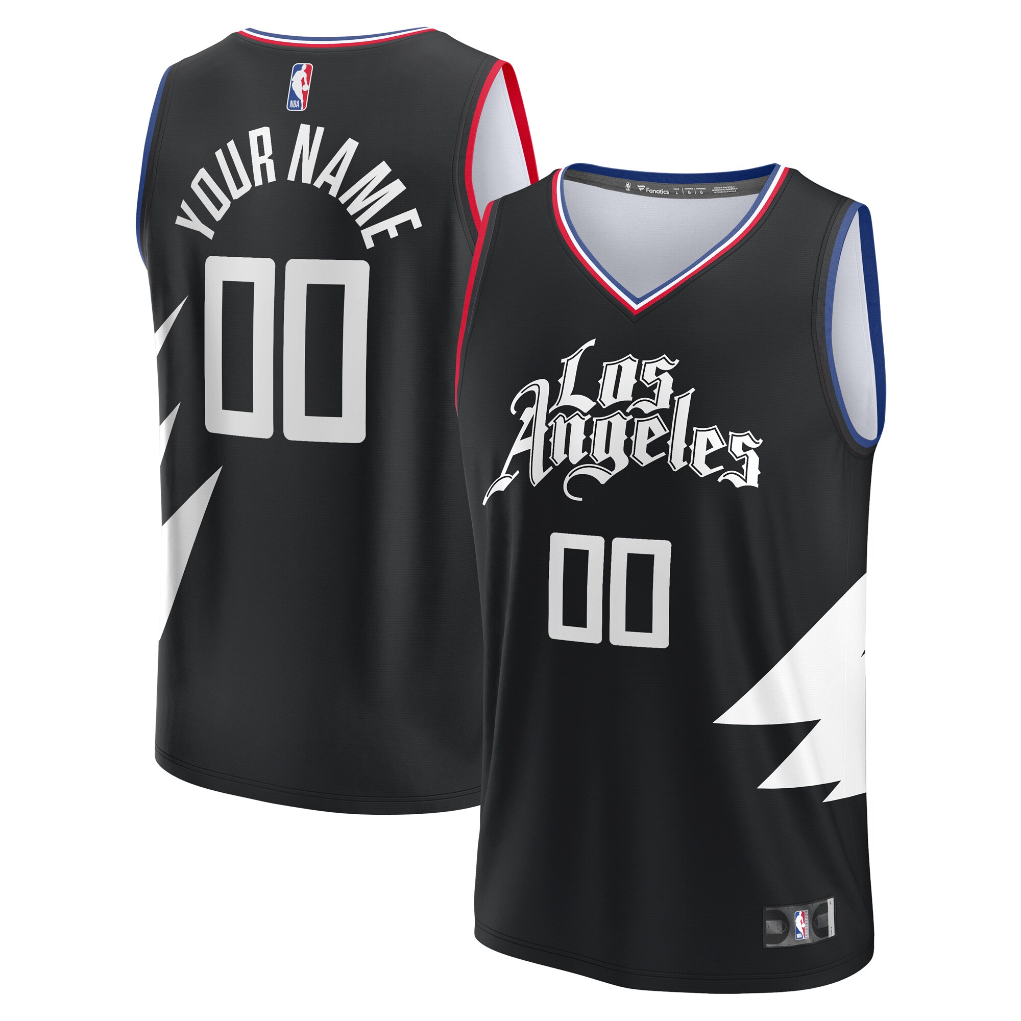 LA Clippers Fanatics Branded Youth Fast Break Replica Custom Jersey - Statement Edition - Black - vstockx