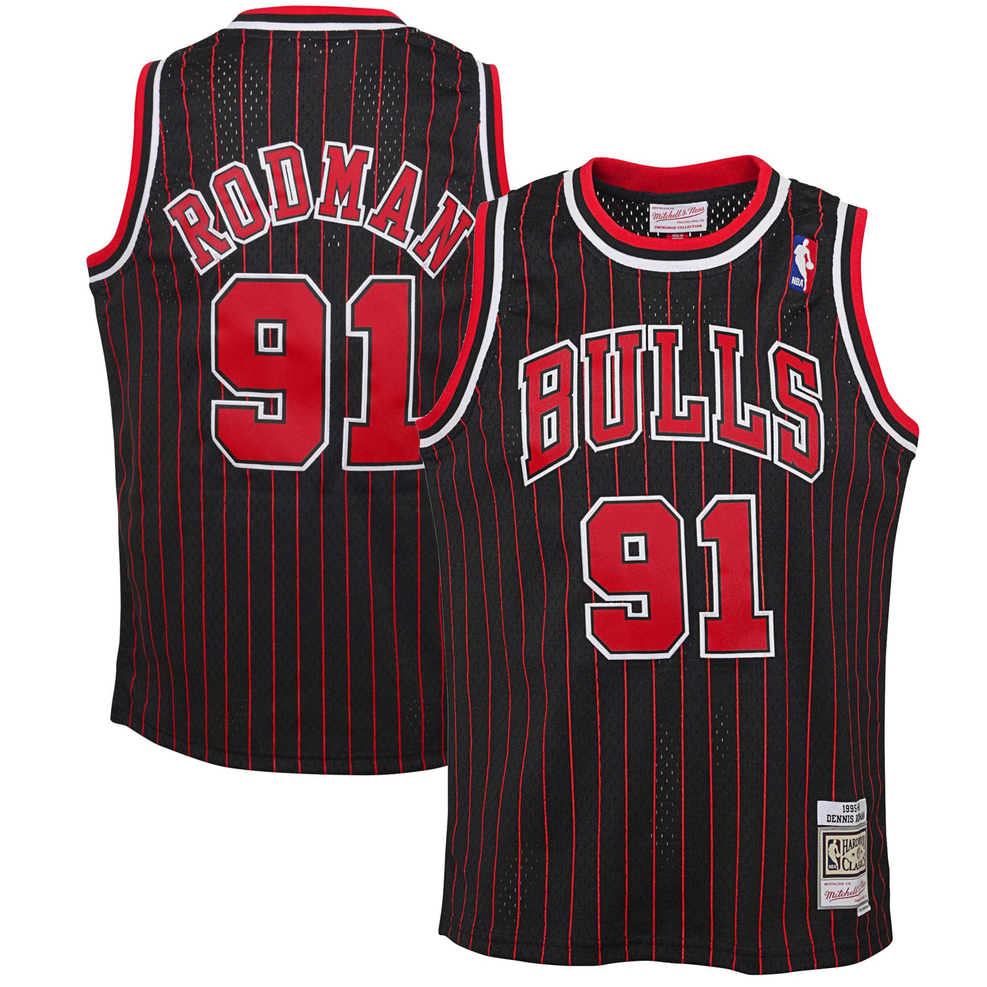 Dennis Rodman Chicago Bulls Mitchell & Ness Youth 1995/96 Hardwood Classics Swingman Jersey - Black - vstockx
