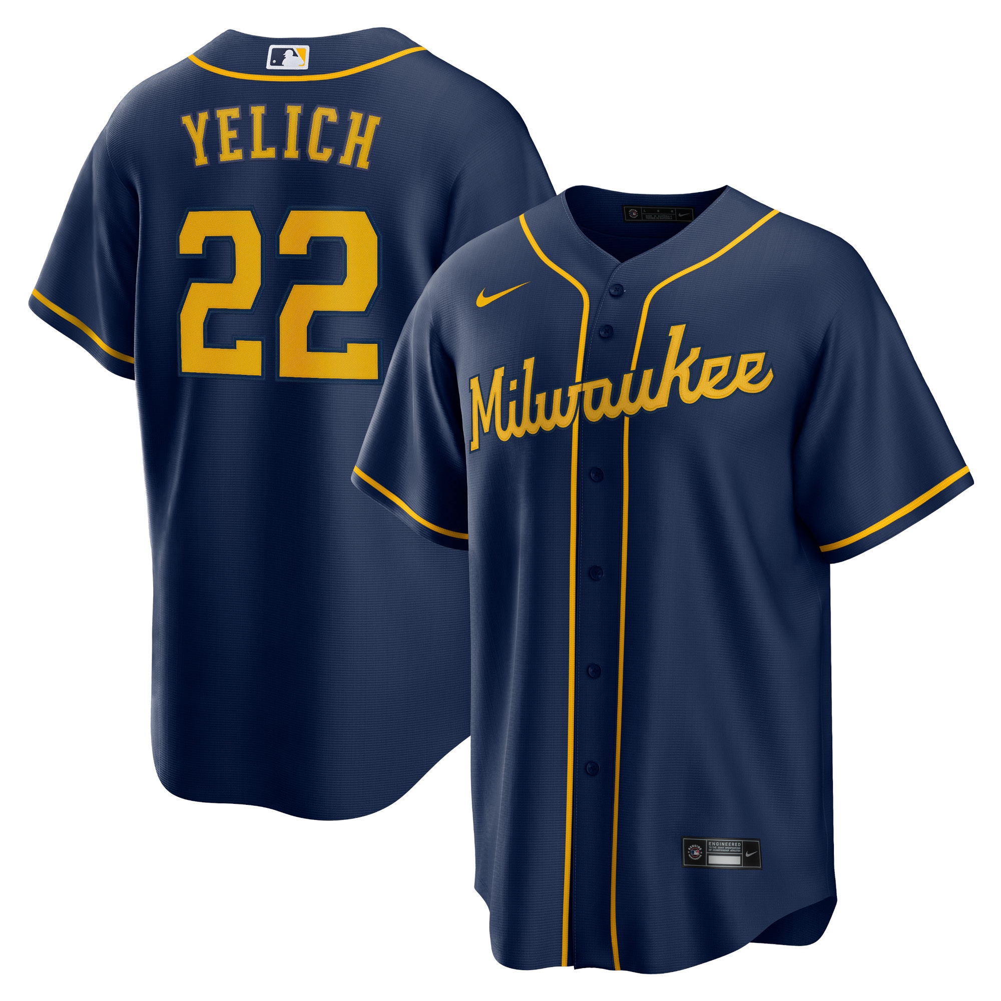 Christian Yelich Milwaukee Brewers Nike Alternate Replica Player Jersey - Navy - vstockx